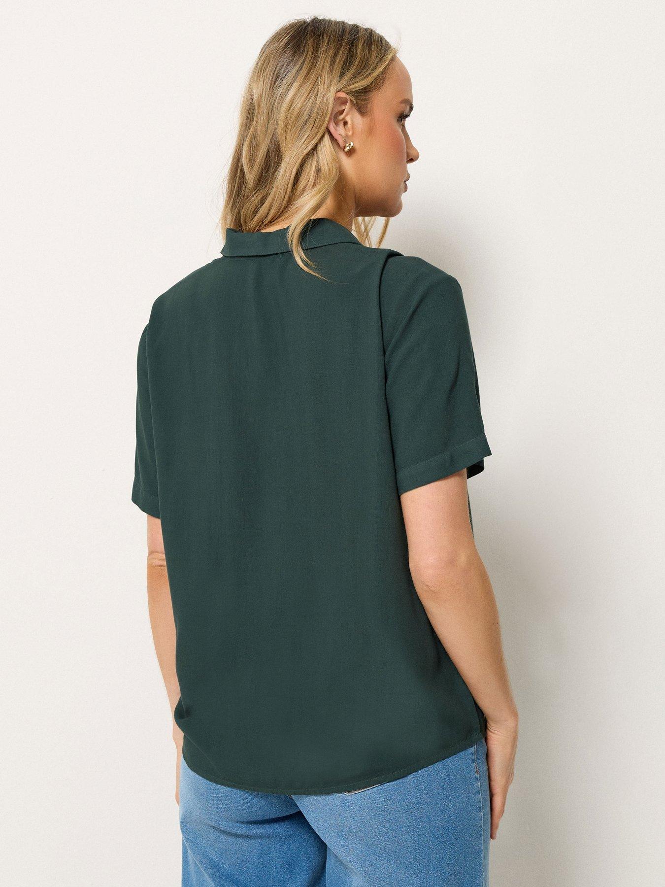 Image 2 of 5 of Long Tall Sally Acid Wash Pocket Shirt - Green