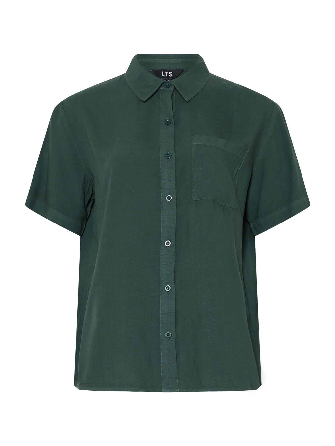 Image 5 of 5 of Long Tall Sally Acid Wash Pocket Shirt - Green