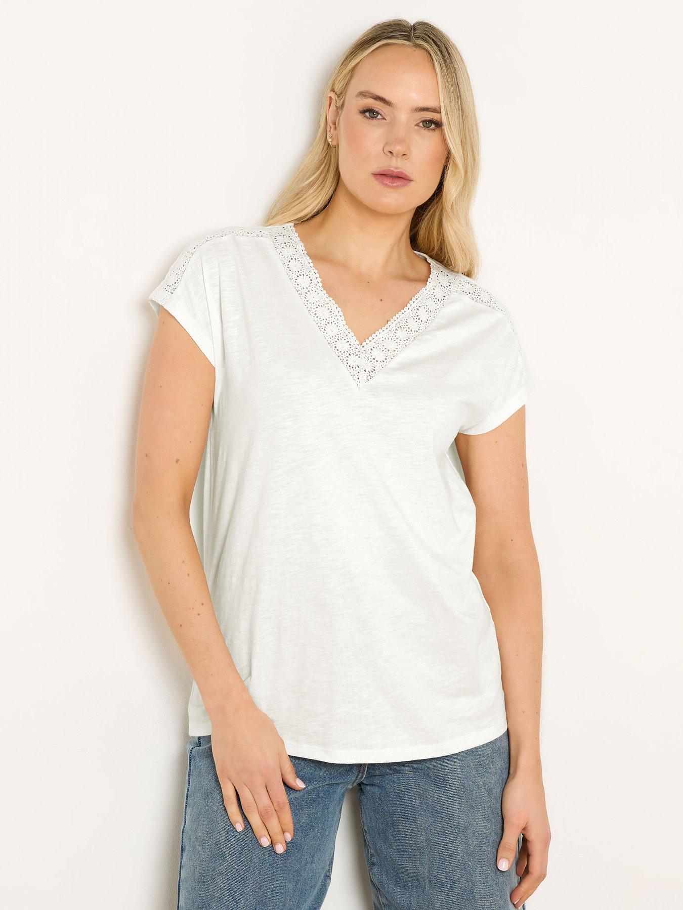 Long Tall Sally Lace Insert Top - Cream