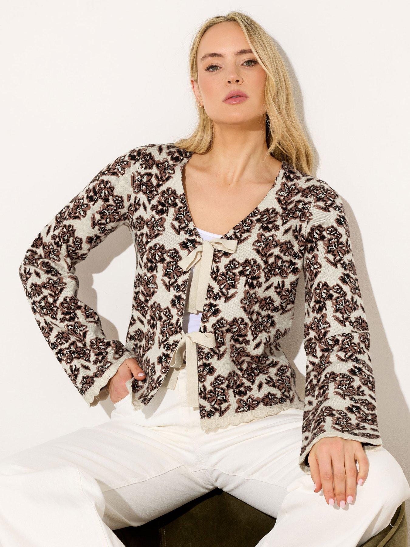 Long Tall Sally Floral Jacquard Cardigan - Cream