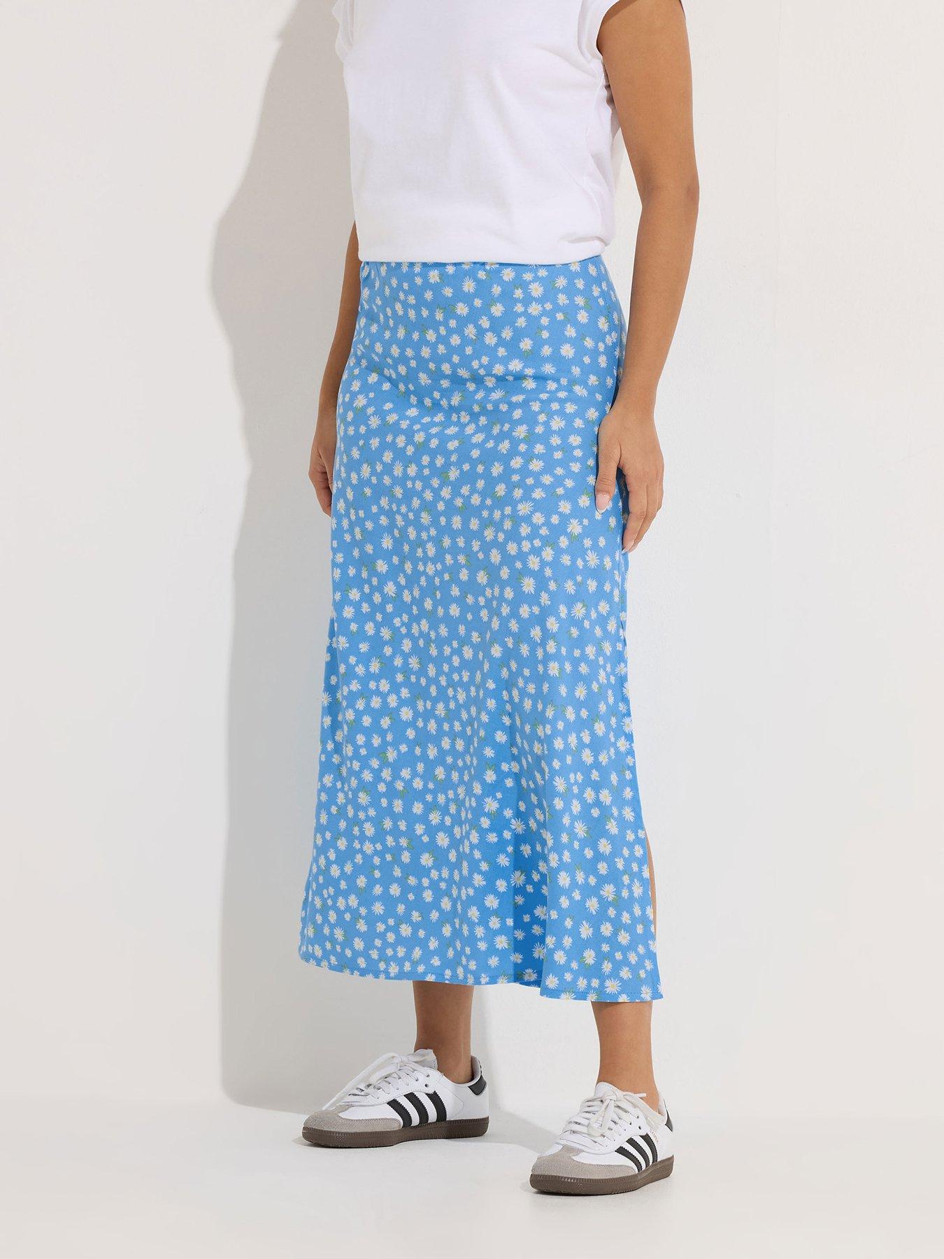 PixieGirl Petite Daisy A-Line Midaxi Skirt - Blue