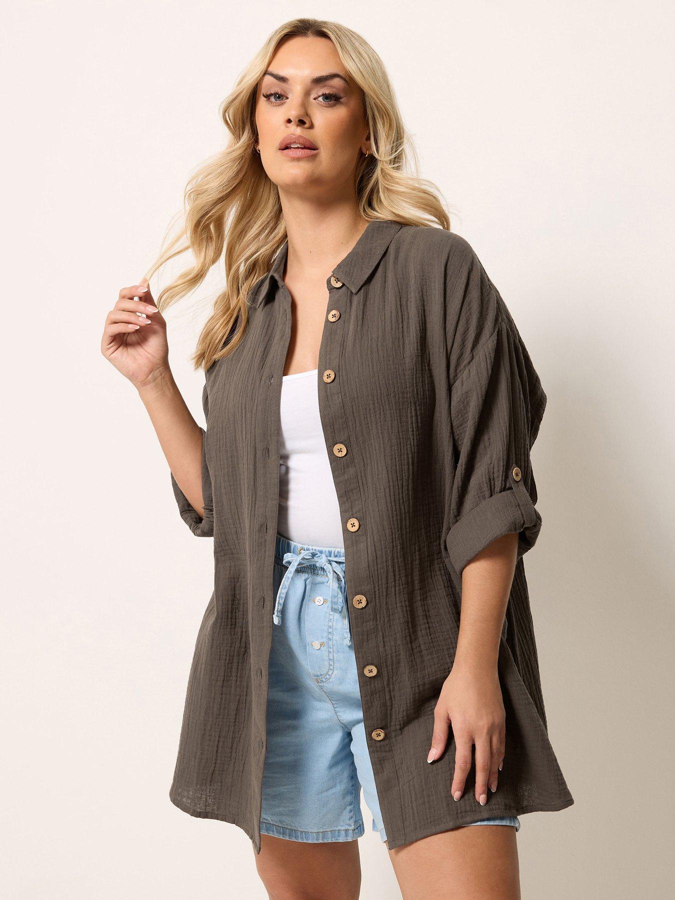 Image 1 of 5 of Yours Curve Cheesecloth Shirt