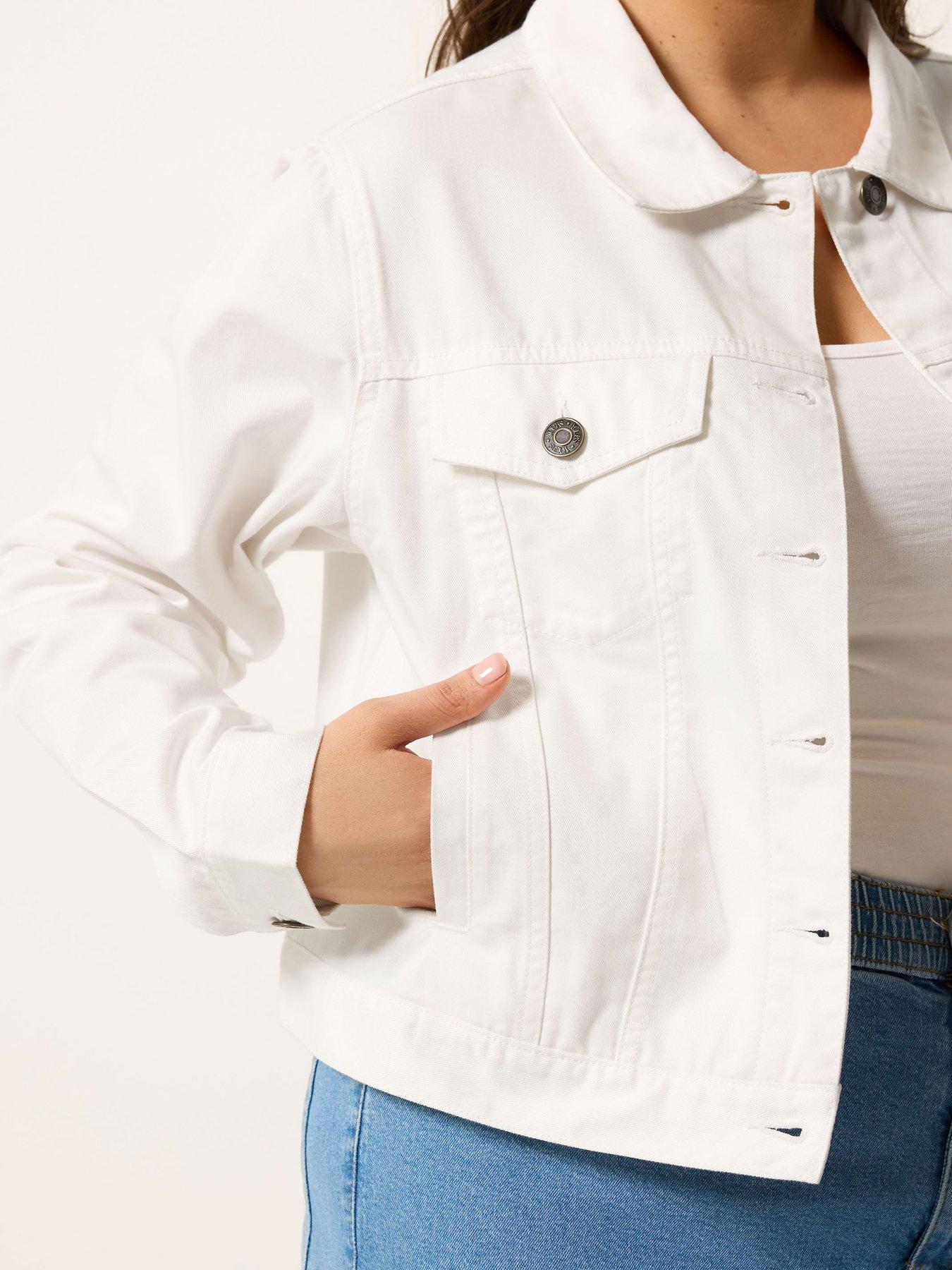 Image 4 of 5 of Yours Curve Denim Jacket - White