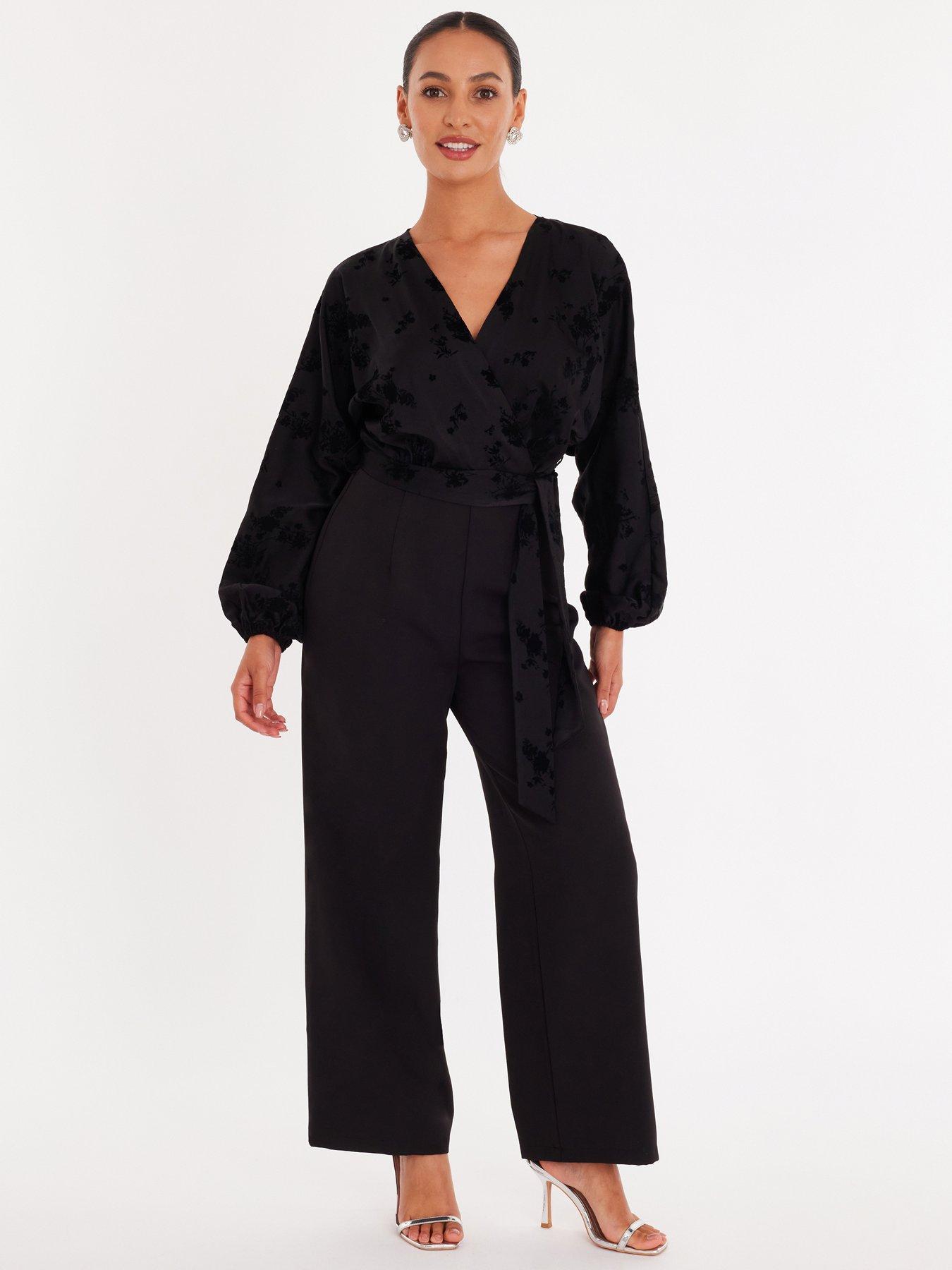 Quiz Petite Black Floral Bodice Jumpsuit