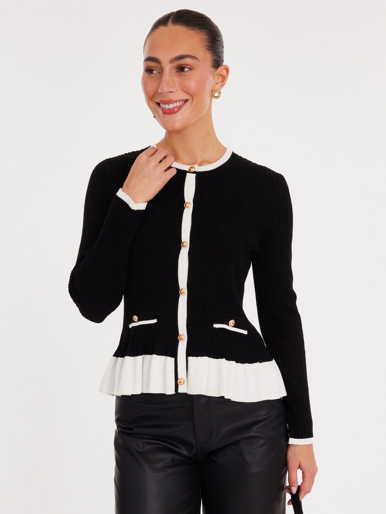 Quiz Black And White Frill Cardigan