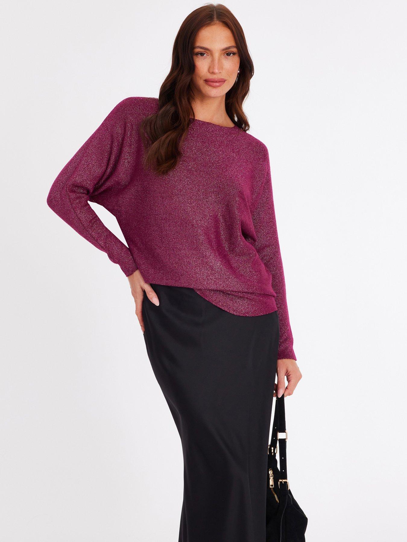 Quiz Burgundy Glitter Batwing Jumper
