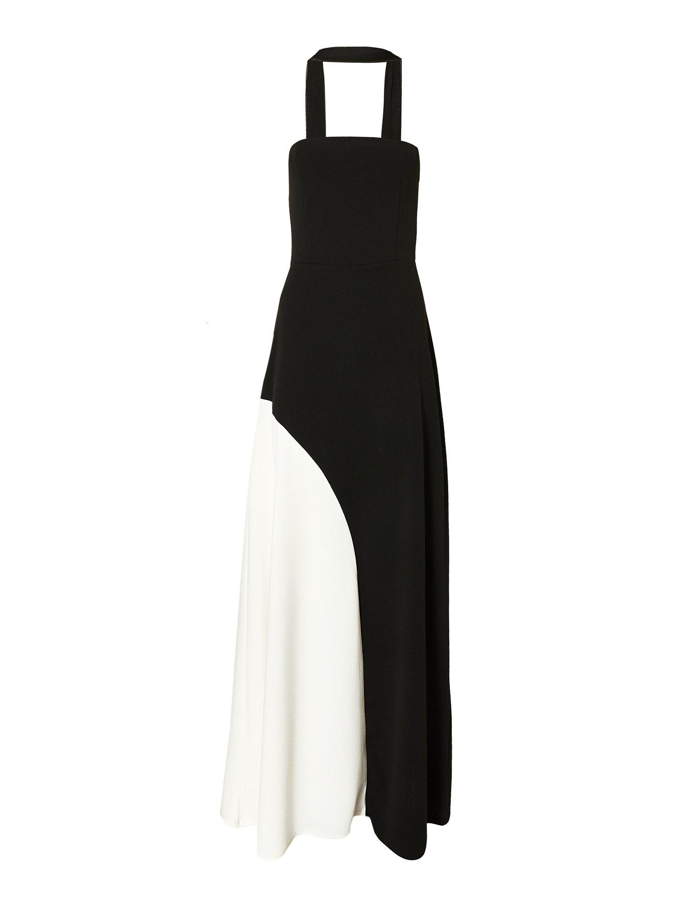 Image 4 of 6 of Quiz Black Contrast Scarf Detail Maxi Dress