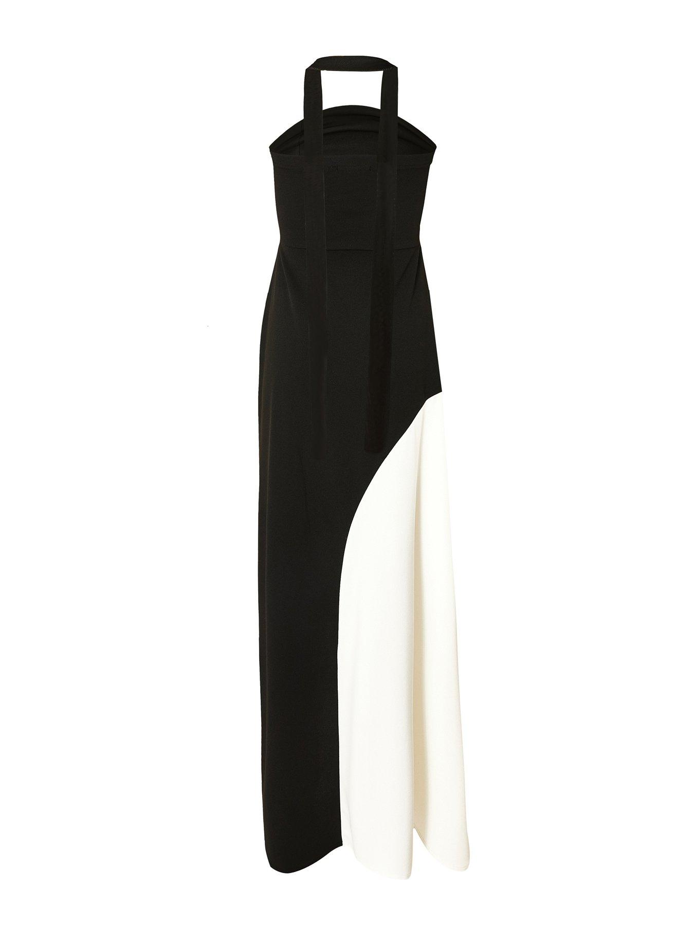 Image 5 of 6 of Quiz Black Contrast Scarf Detail Maxi Dress