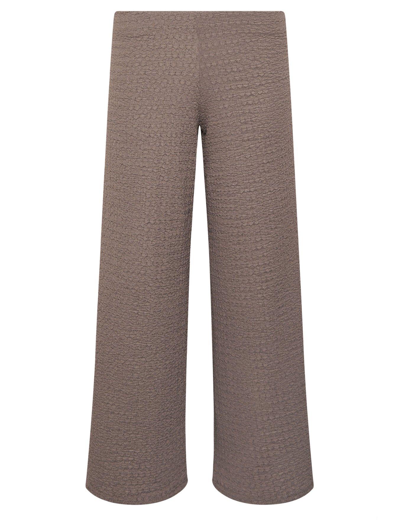 Image 5 of 5 of PixieGirl Petite Textured Wide Leg Trouser - Brown