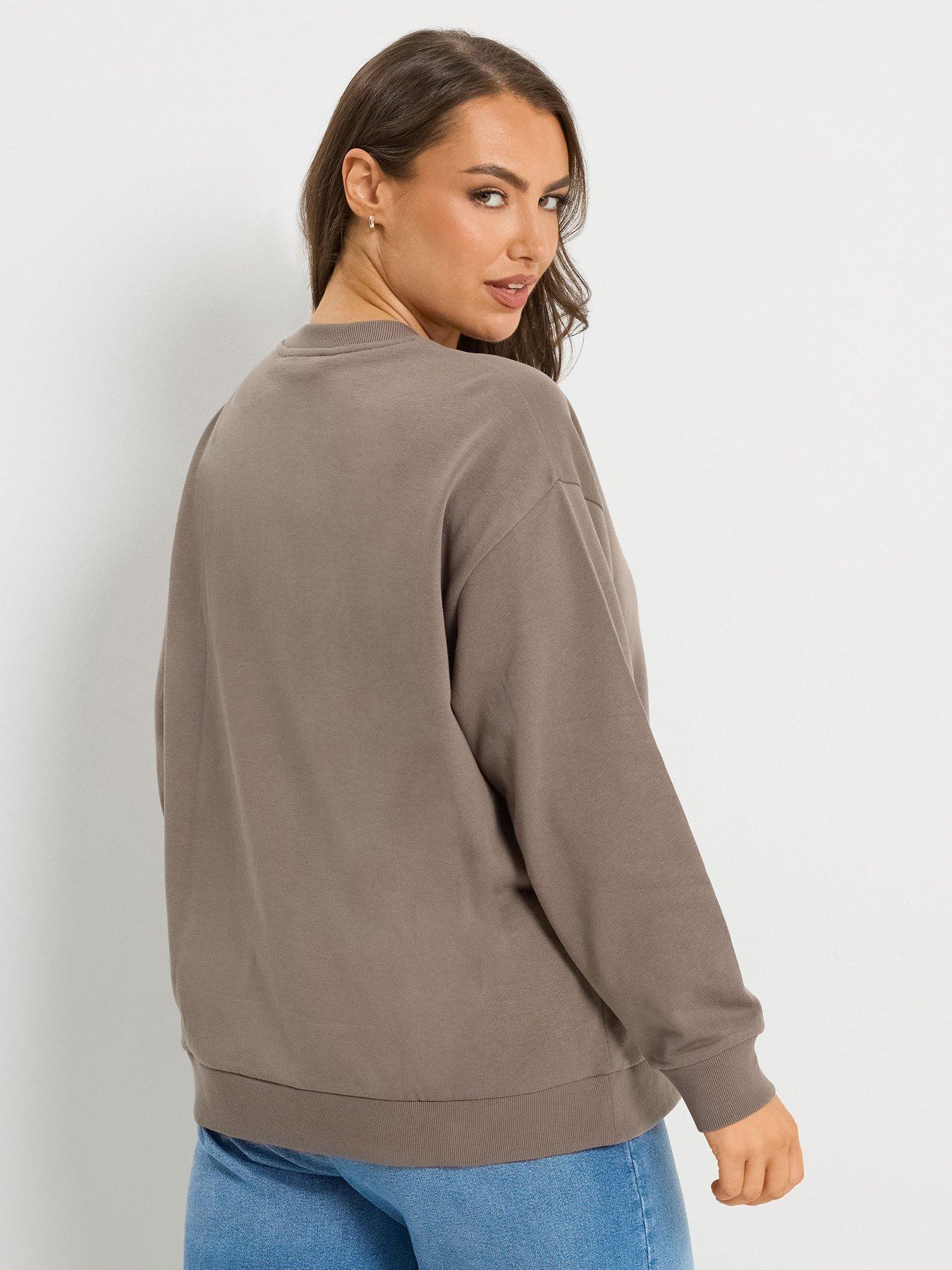 Image 2 of 6 of Yours Curve 2 Pack Crew Neck Sweatshirts - Brown