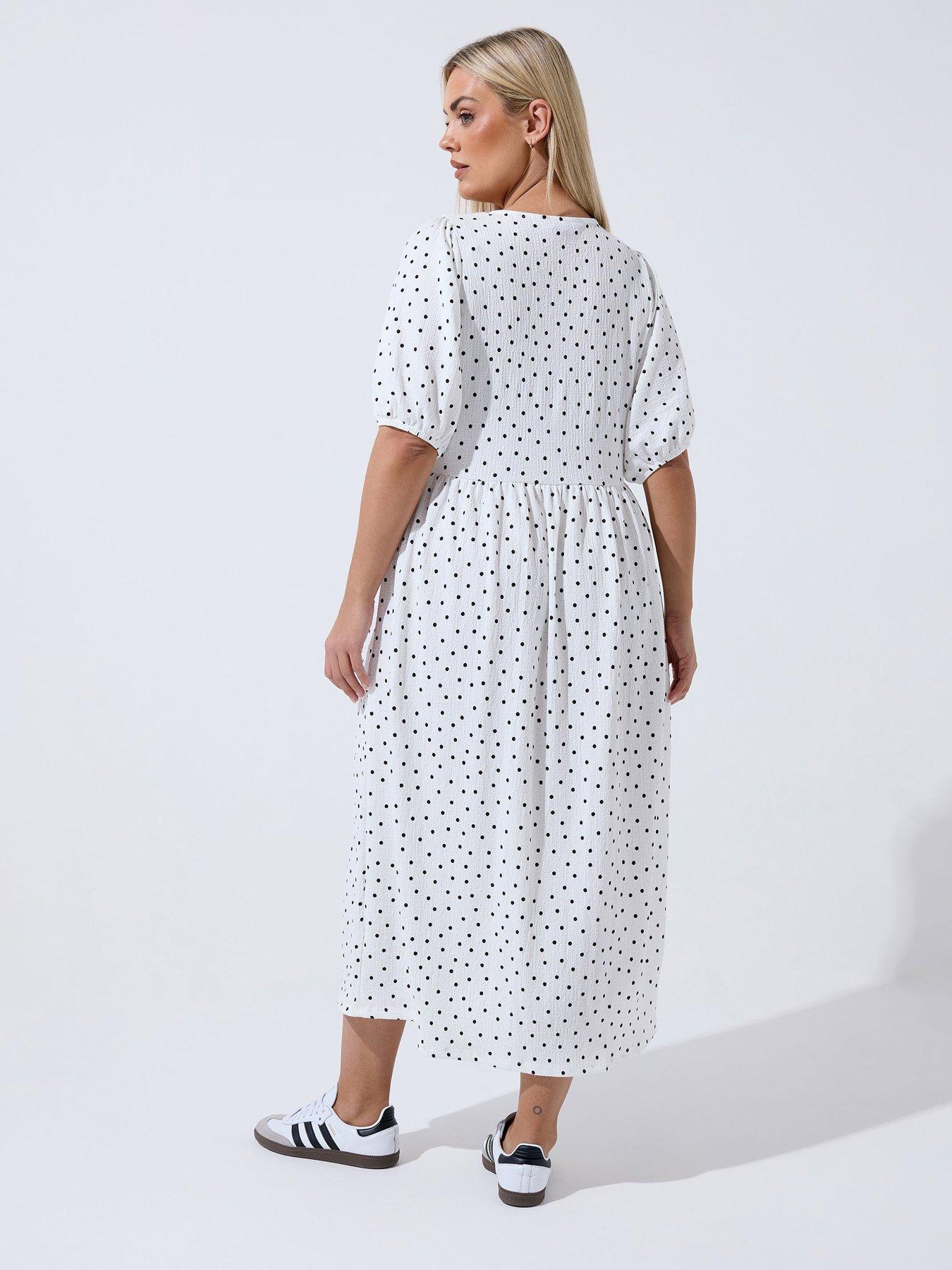 Image 2 of 5 of Yours Curve Polka Dot Bow Dress