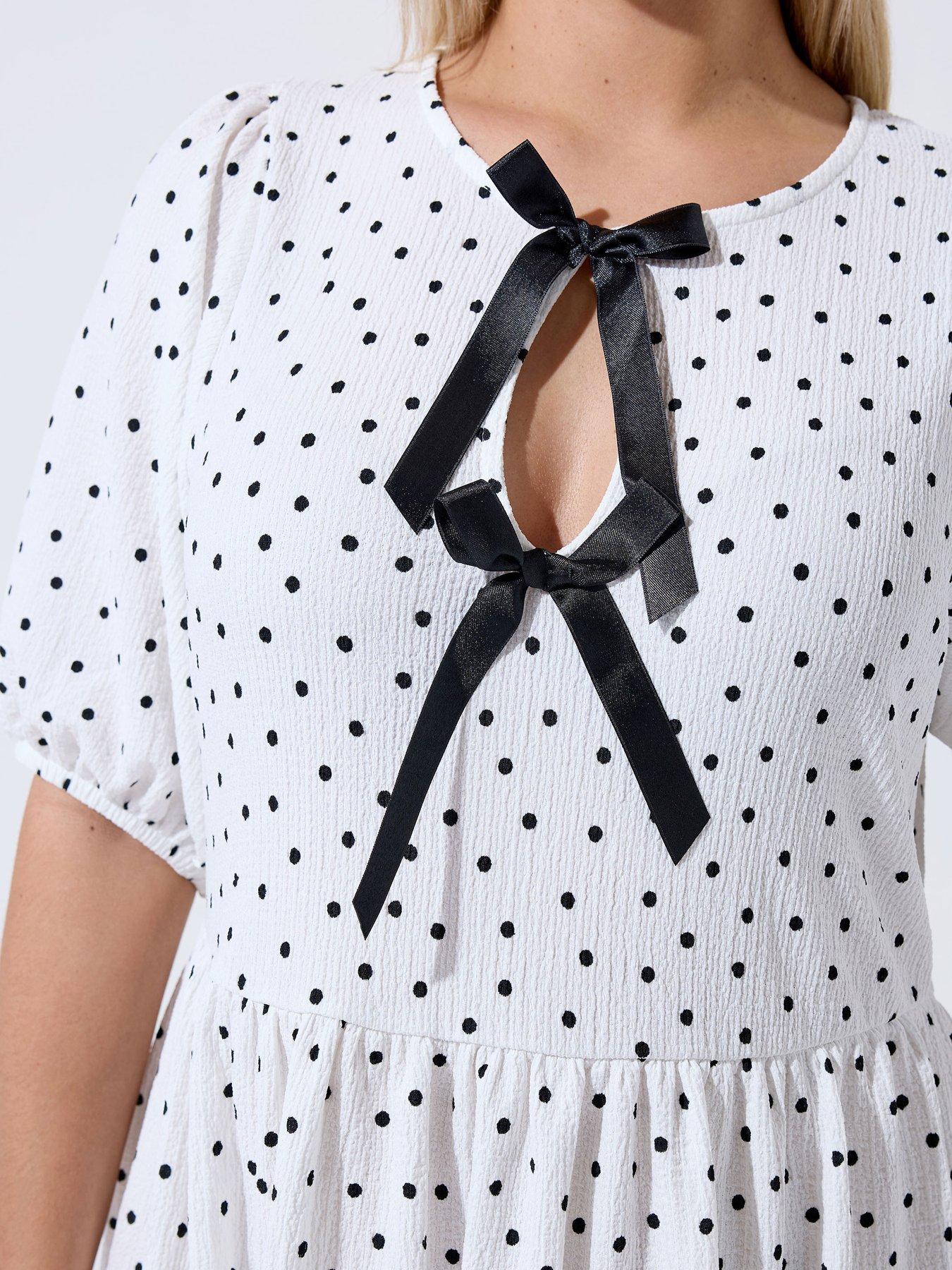 Image 4 of 5 of Yours Curve Polka Dot Bow Dress