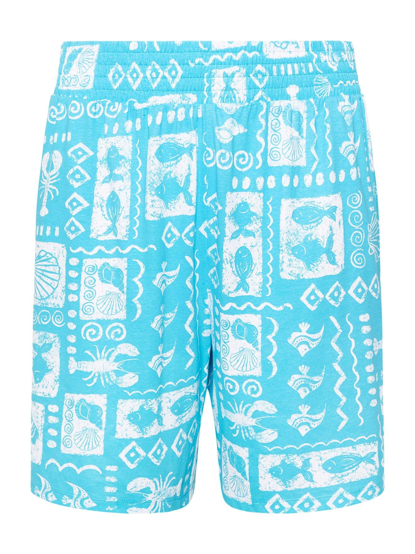 Image 5 of 5 of Yours Curve Jersey Shirred Shorts - Blue