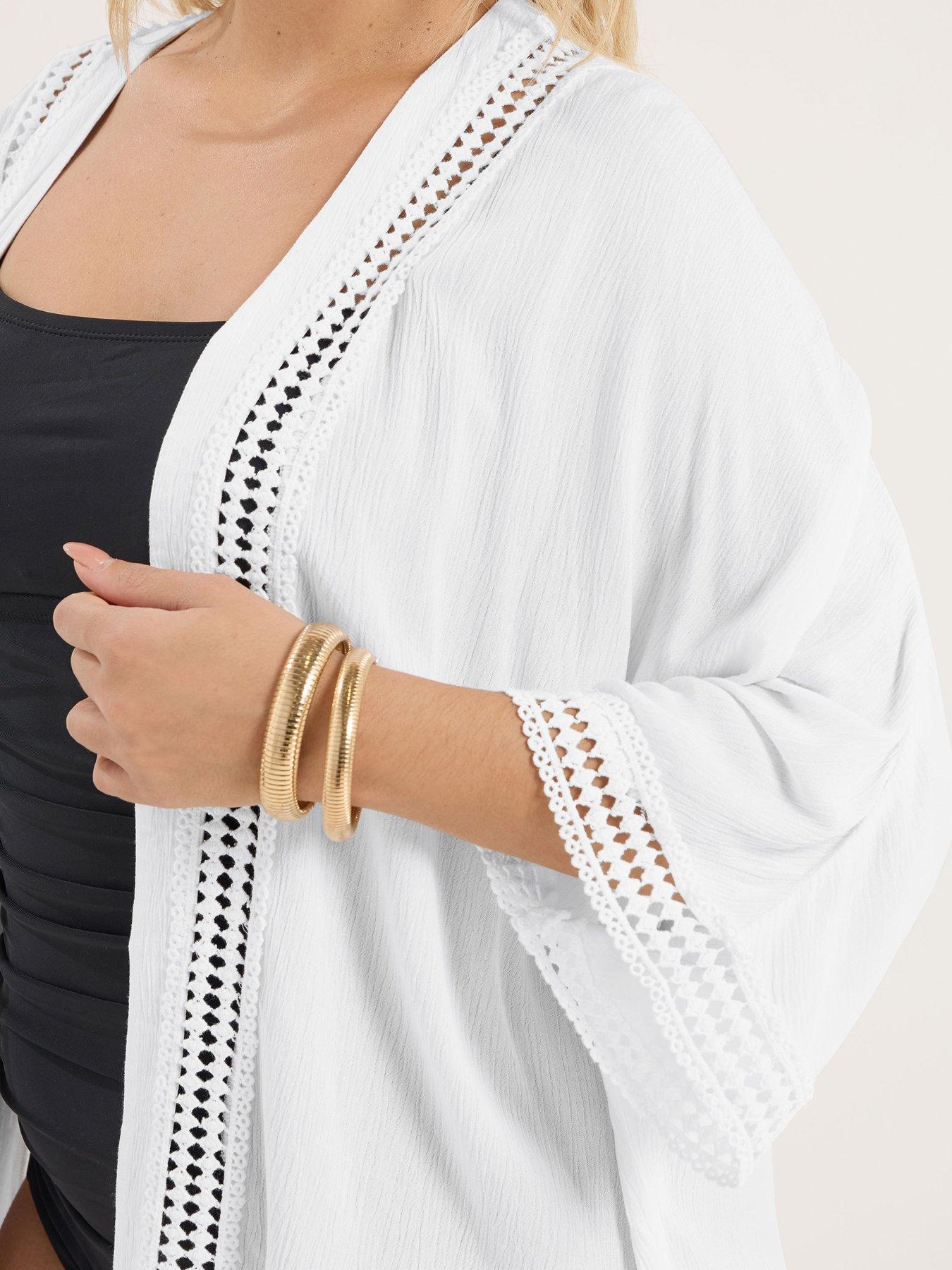 Image 4 of 5 of Yours Curve Crinkle Coverup - White