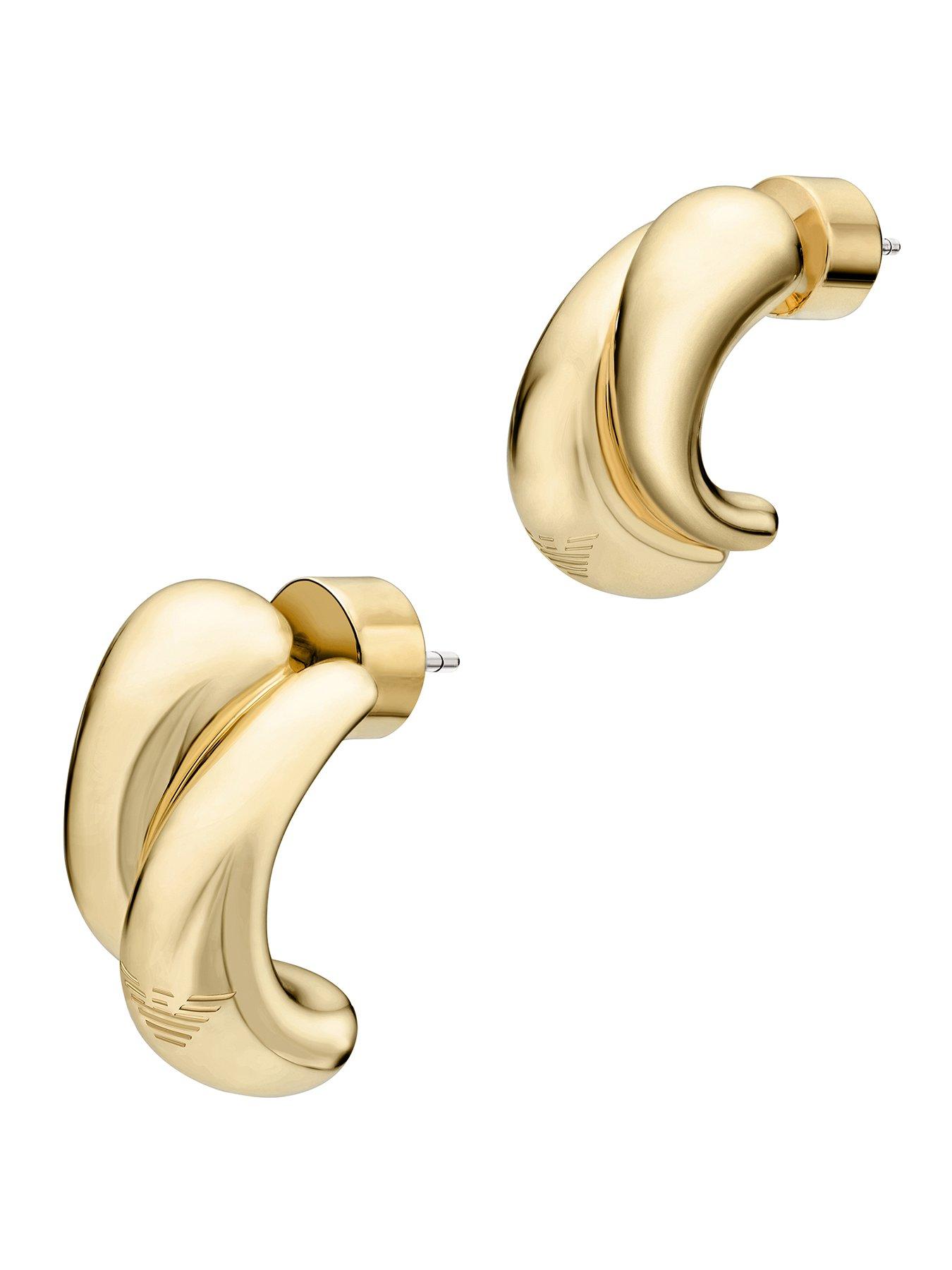 Emporio Armani Womens Gold-Tone Brass Hoop Earrings, EGS3339710