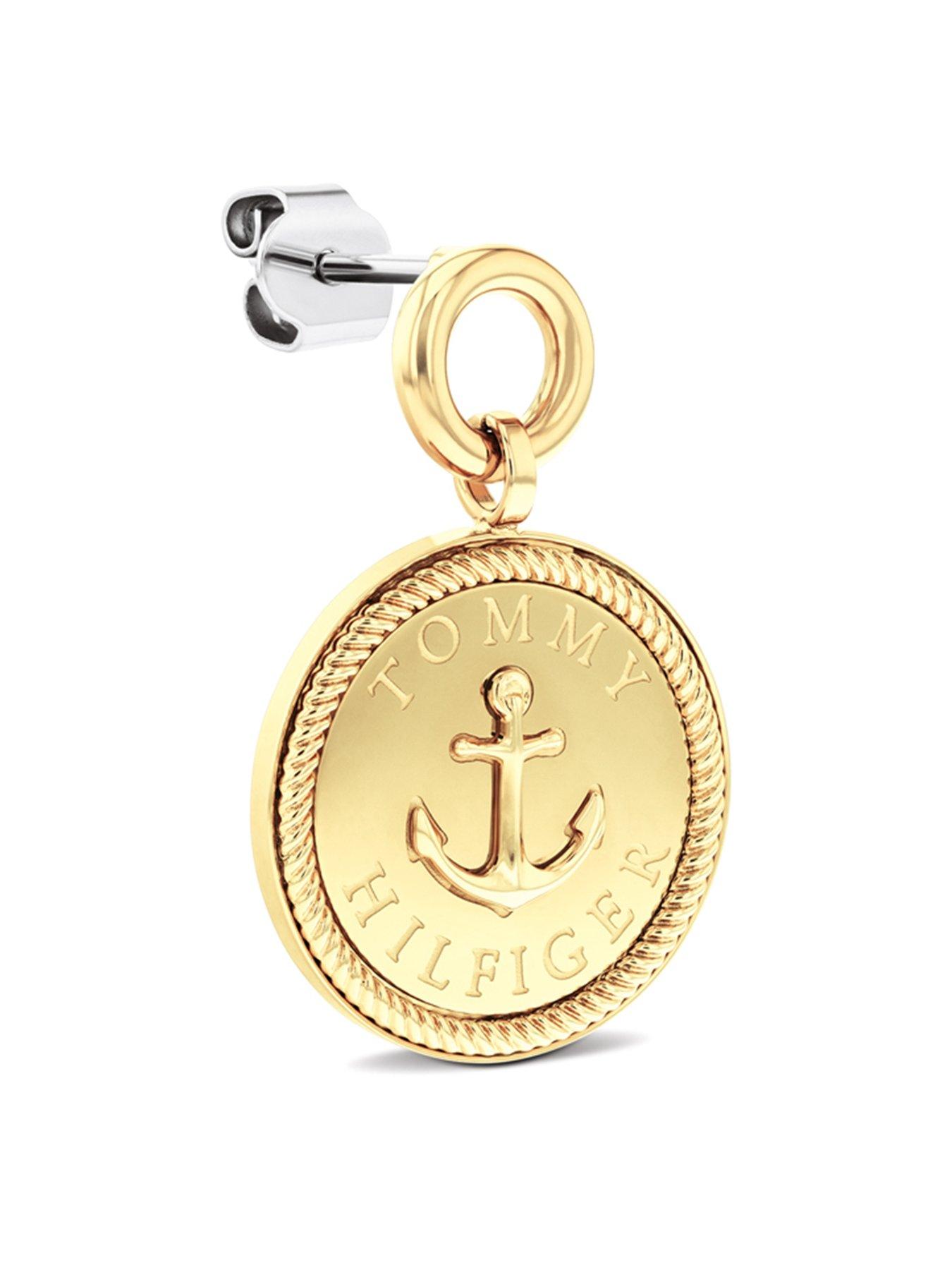 Image 2 of 3 of Tommy Hilfiger Womens Nautical Charm Gold Plated Earrings