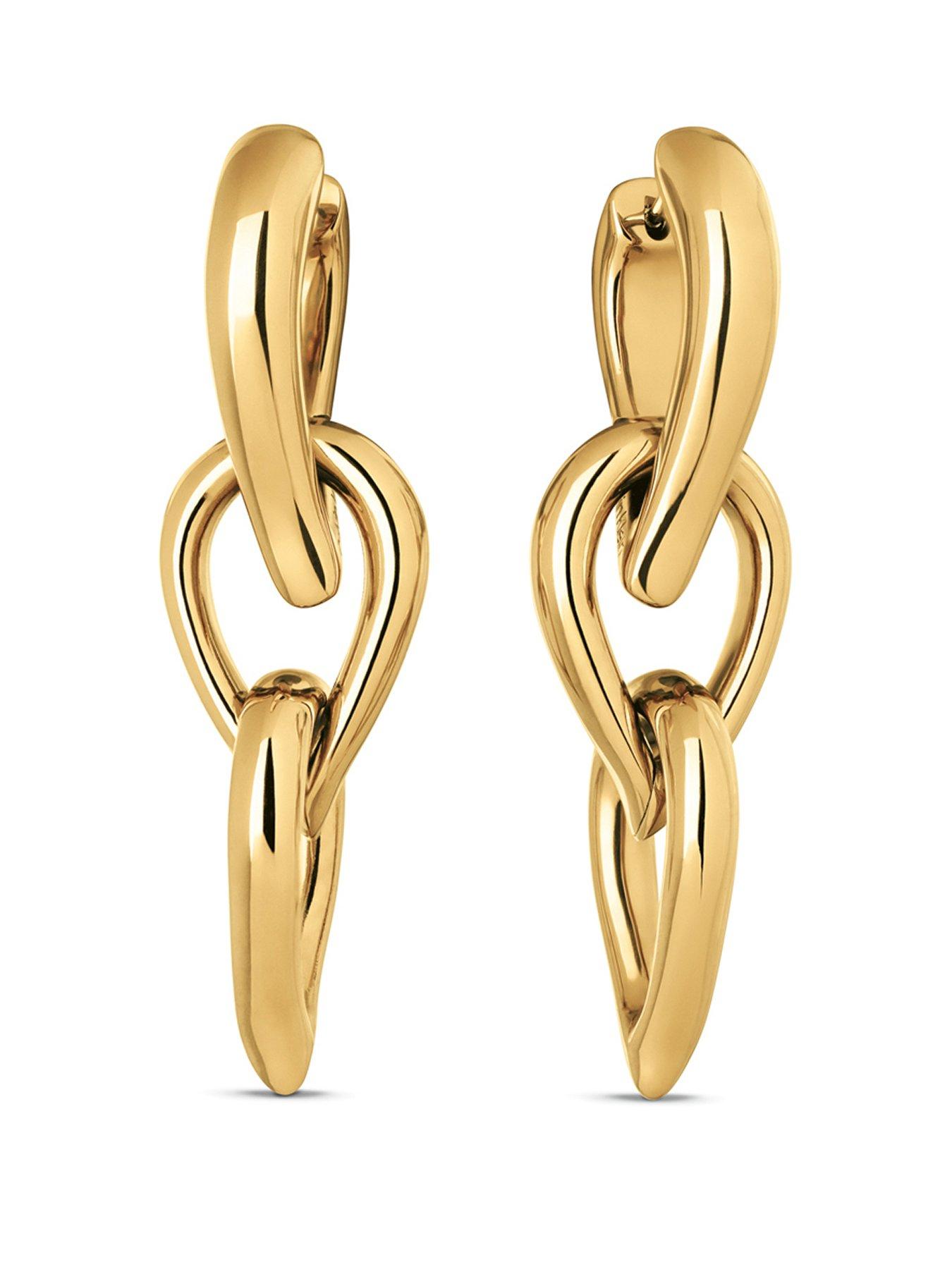 Image 1 of 5 of Calvin Klein Womens CK Sculptured Drops Gold Plated Earrings
