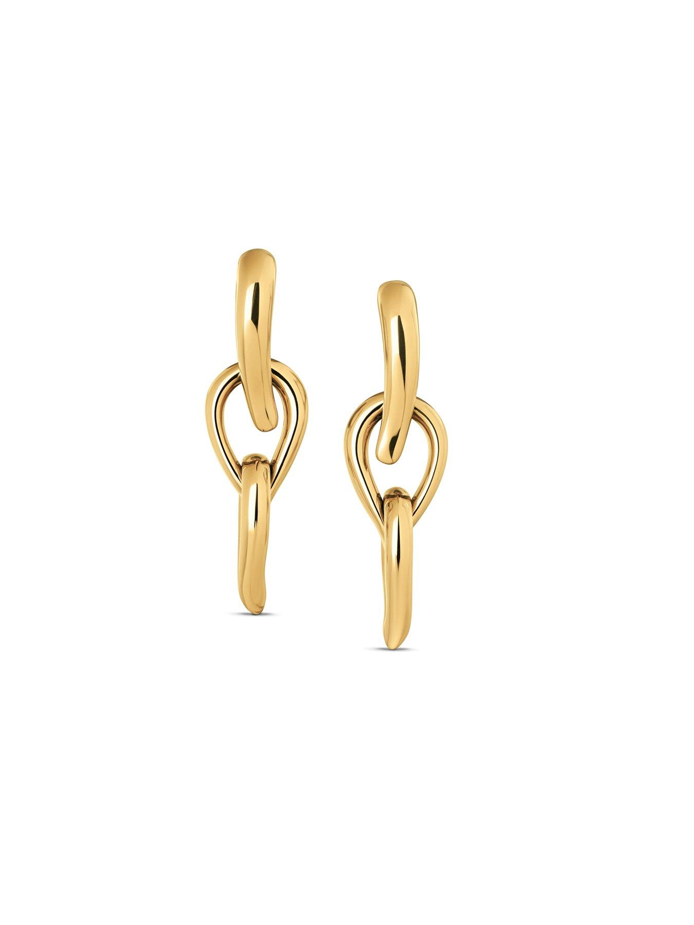 Image 2 of 5 of Calvin Klein Womens CK Sculptured Drops Gold Plated Earrings