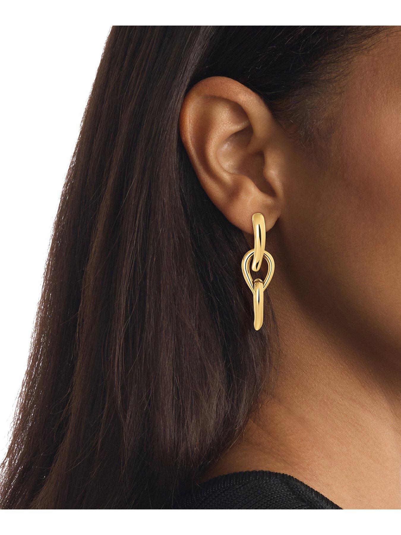 Image 4 of 5 of Calvin Klein Womens CK Sculptured Drops Gold Plated Earrings