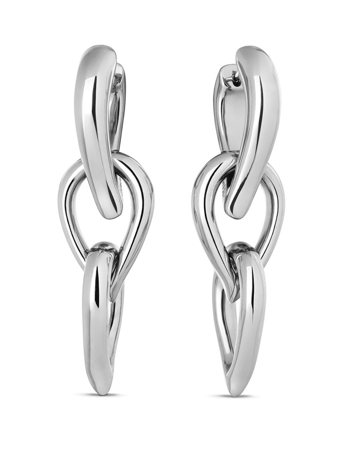 Calvin Klein Womens CK Sculptured Drops Stainless Steel Earrings