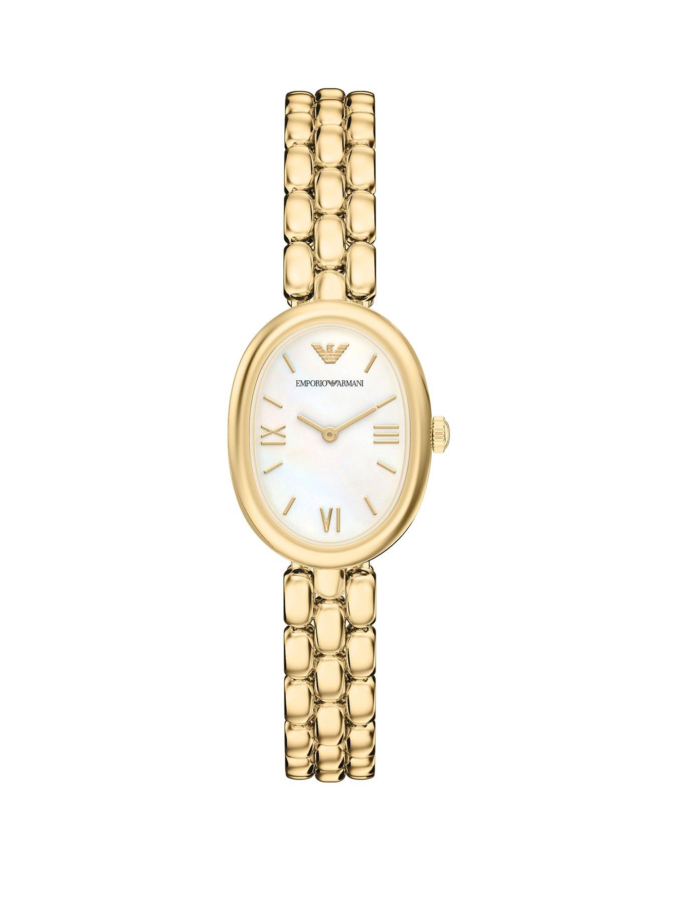 Emporio Armani Womens Sinfonia Two-Hand Gold-Tone Stainless Steel Watch, AR11777