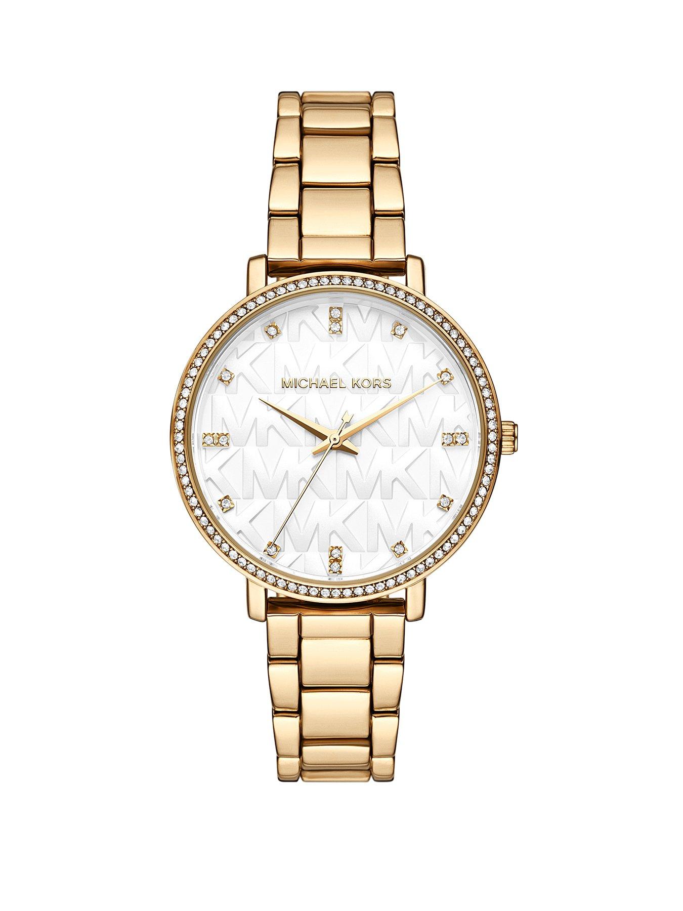 Michael Kors Womens Pyper Three-Hand Stainless Steel Watch, MK4919