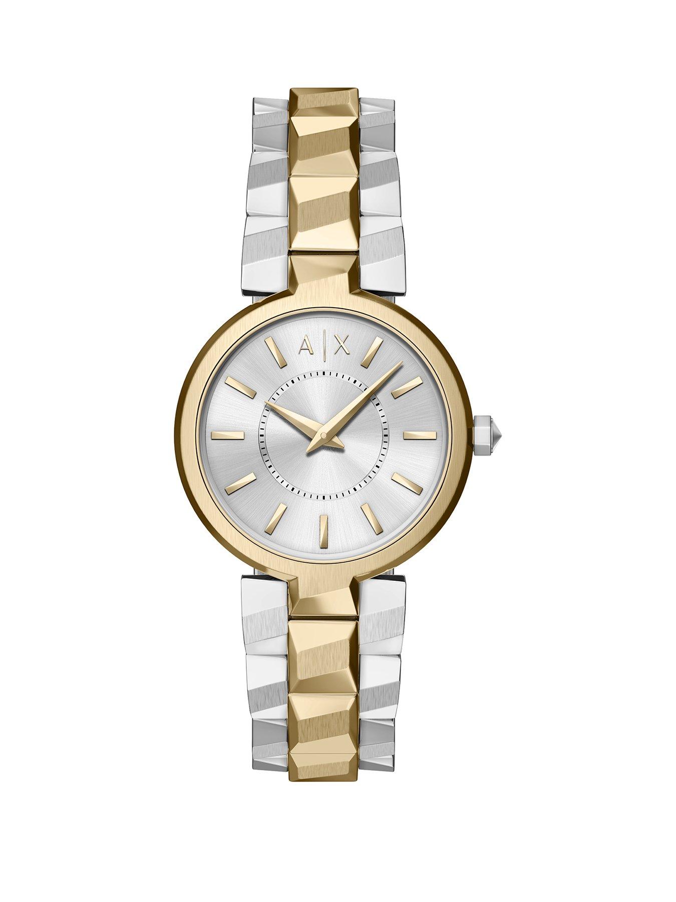 Armani Exchange Audora Womens Two-Hand Two-Tone Stainless Steel Watch, AX4406