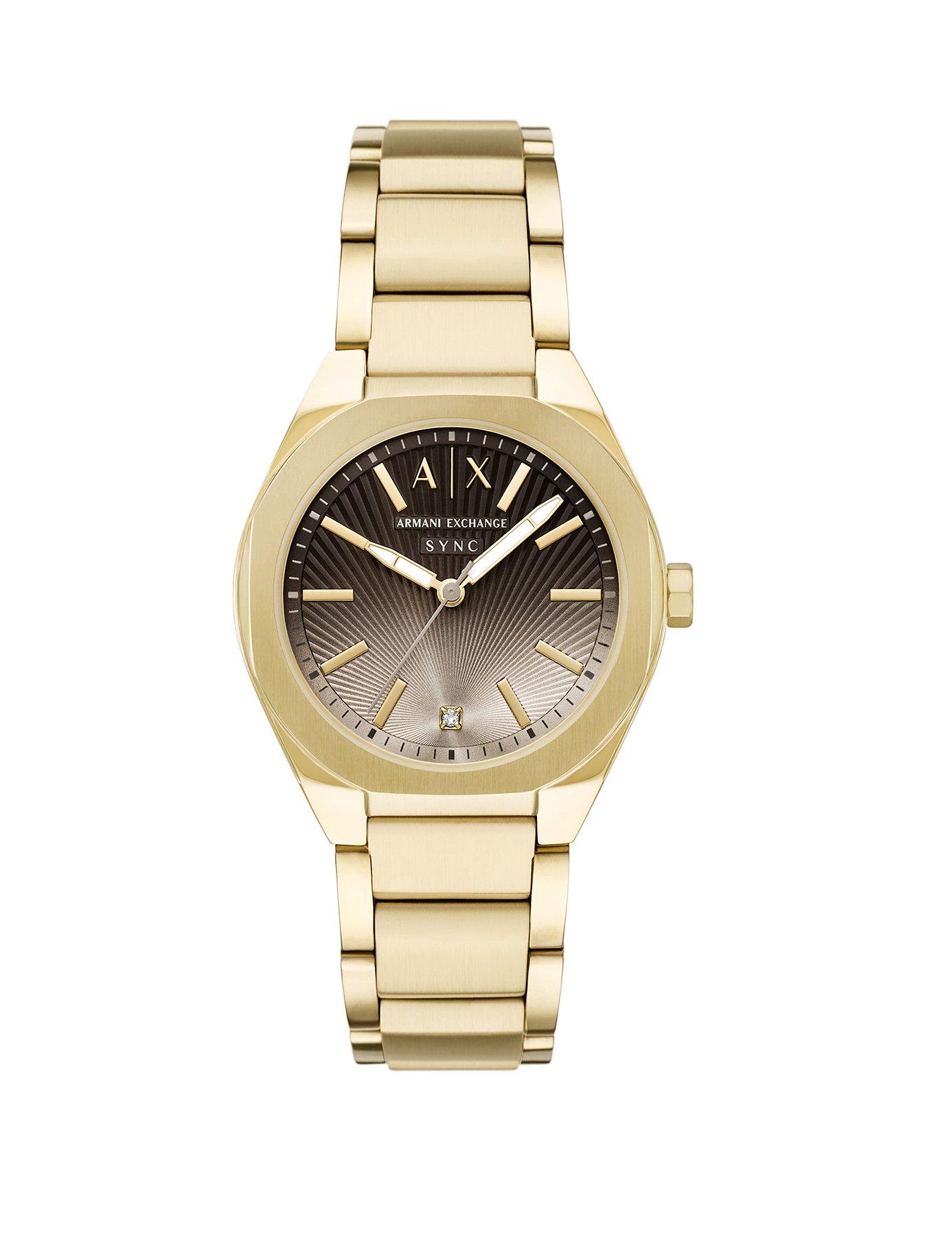 Armani Exchange Womens Sync Gold Stainless Steel Watch, AX6031