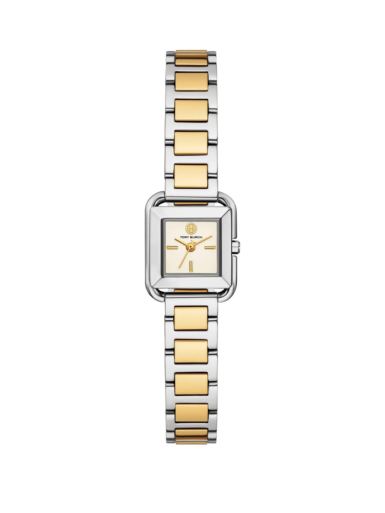 Tory Burch Womens Mini Kira Square Two-Hand, Stainless Steel Watch, TBW6027