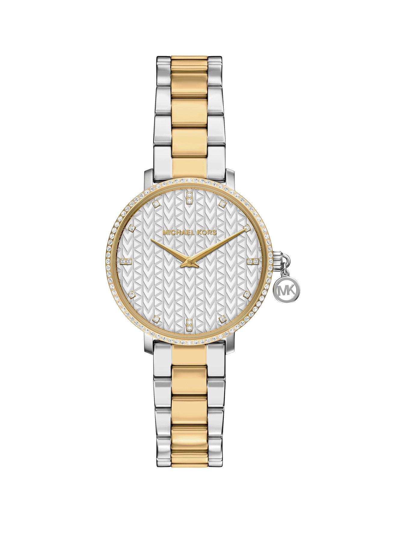 Michael Kors Womens Pyper Two-Hand Two-Tone Stainless Steel Watch, MK7574