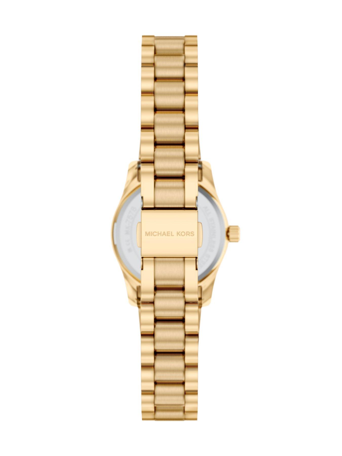 Image 2 of 7 of Michael Kors Womens Lexington Three-Hand Gold-Tone Stainless Steel Watch, MK7578
