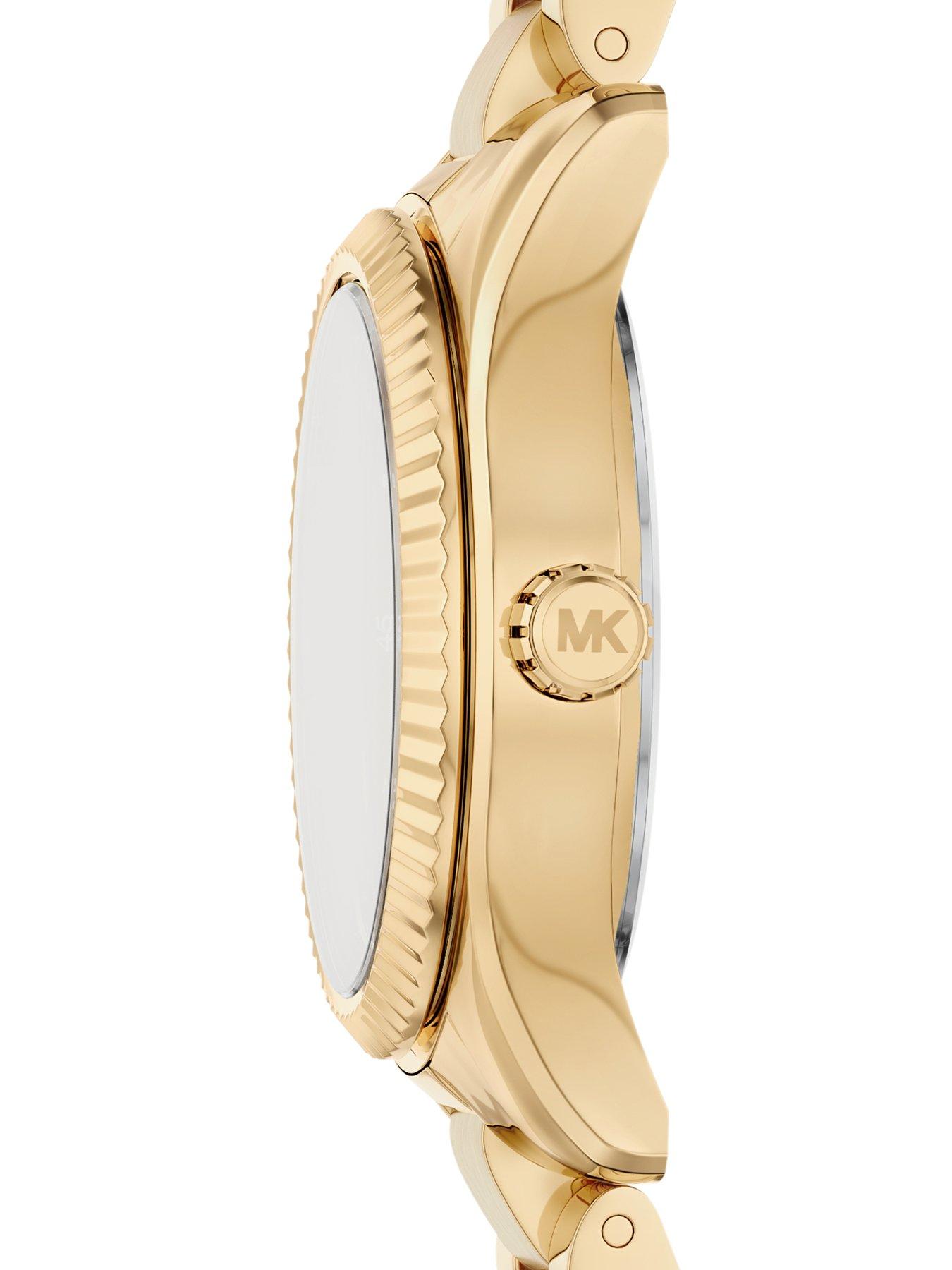 Image 3 of 7 of Michael Kors Womens Lexington Three-Hand Gold-Tone Stainless Steel Watch, MK7578