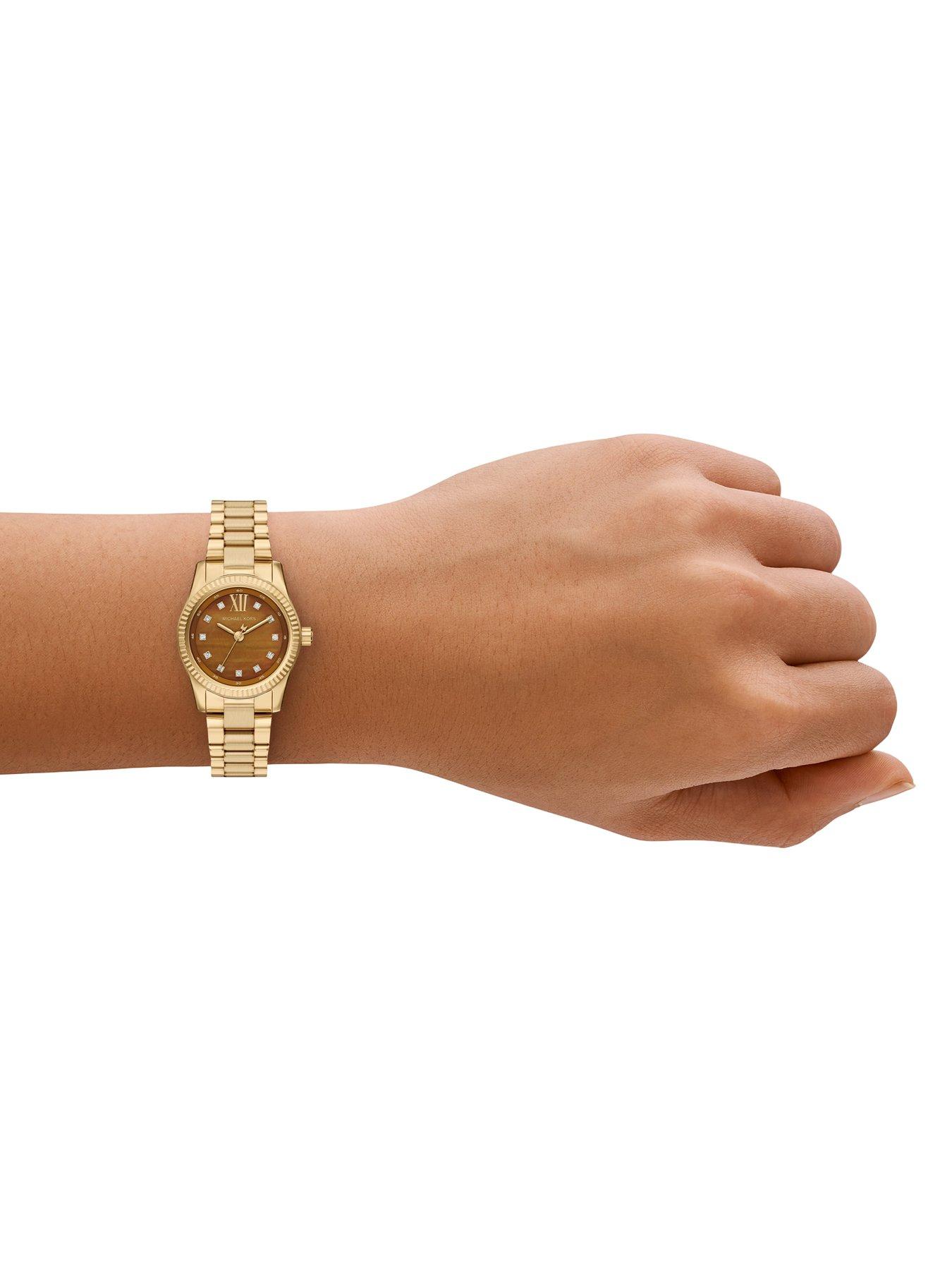 Image 5 of 7 of Michael Kors Womens Lexington Three-Hand Gold-Tone Stainless Steel Watch, MK7578