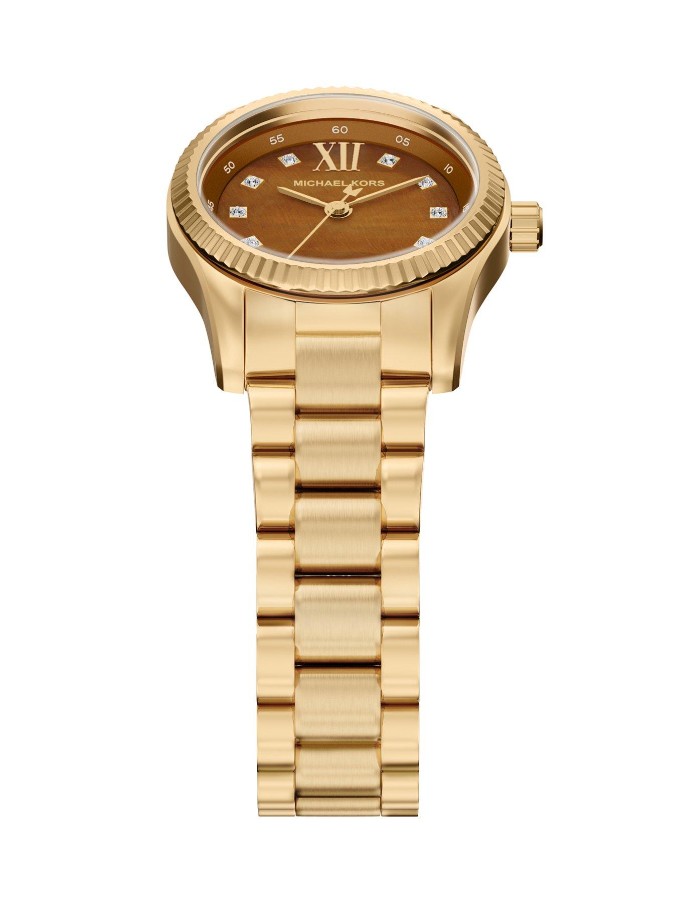 Image 6 of 7 of Michael Kors Womens Lexington Three-Hand Gold-Tone Stainless Steel Watch, MK7578
