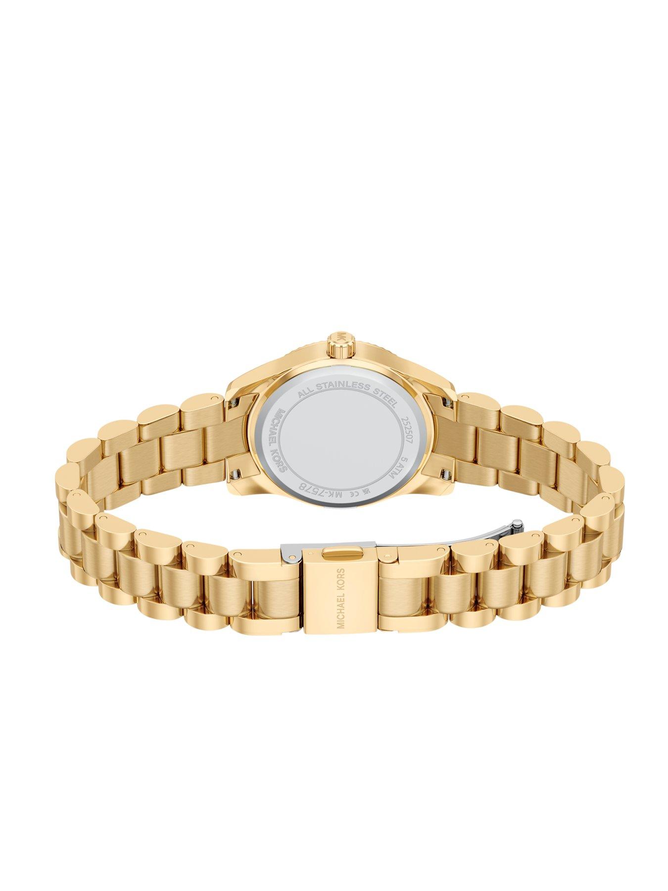 Image 7 of 7 of Michael Kors Womens Lexington Three-Hand Gold-Tone Stainless Steel Watch, MK7578