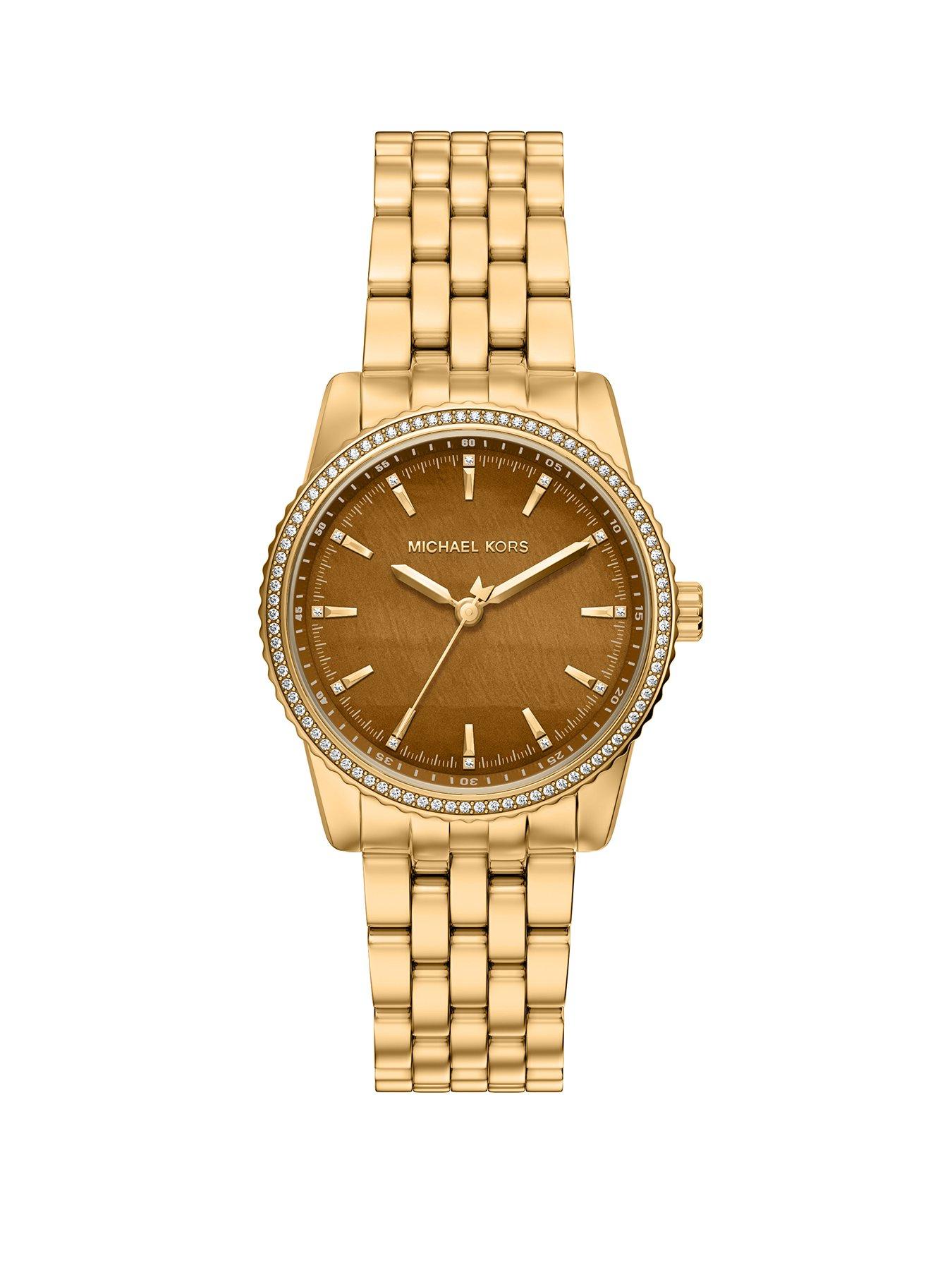 Michael Kors Womens Bryant Three-Hand Gold-Tone Stainless Steel Watch, MK7581