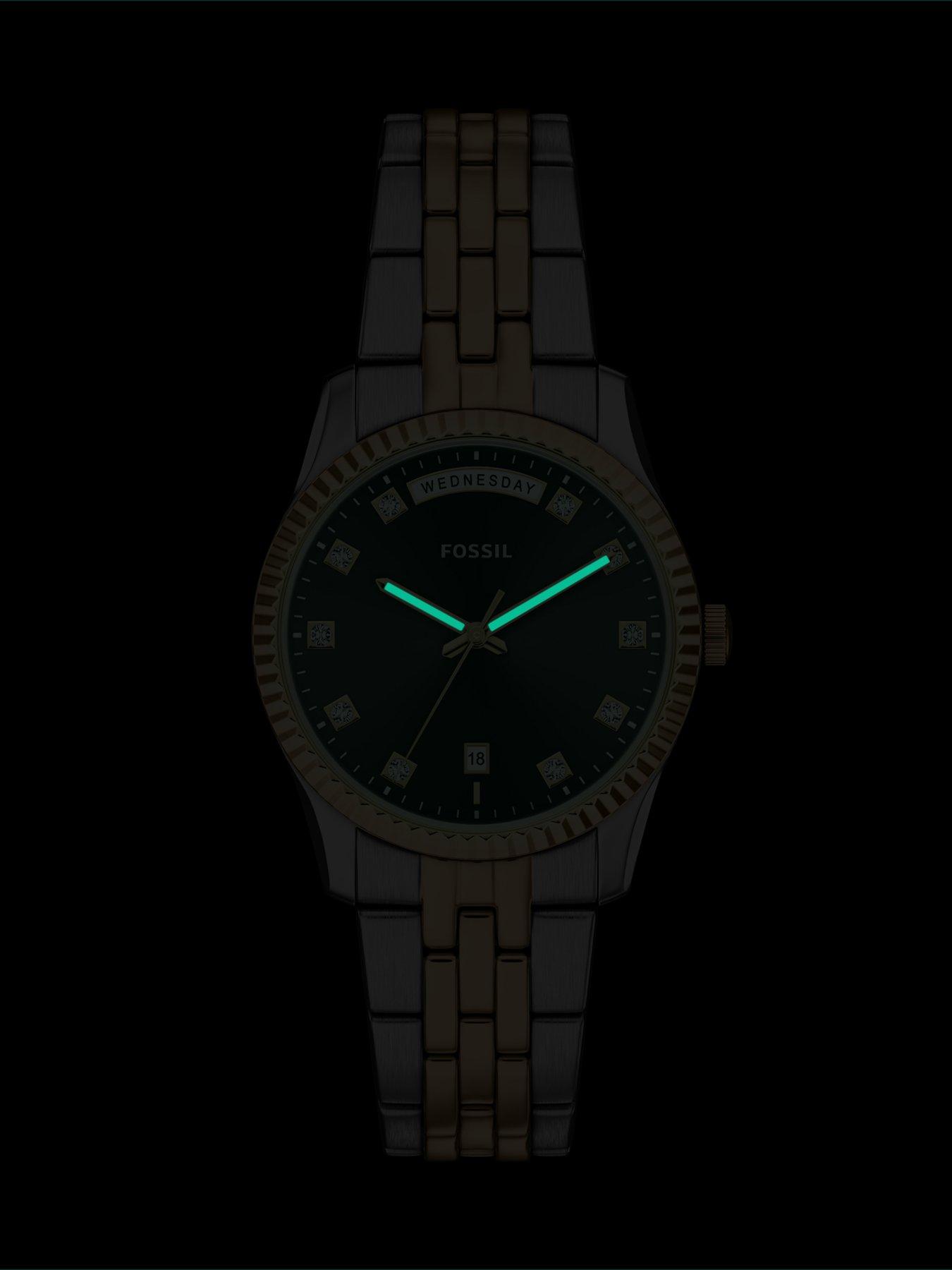 Image 5 of 7 of Fossil Womens Scarlette Three-Hand Day-Date Two-Tone Stainless Steel Watch, ES5458