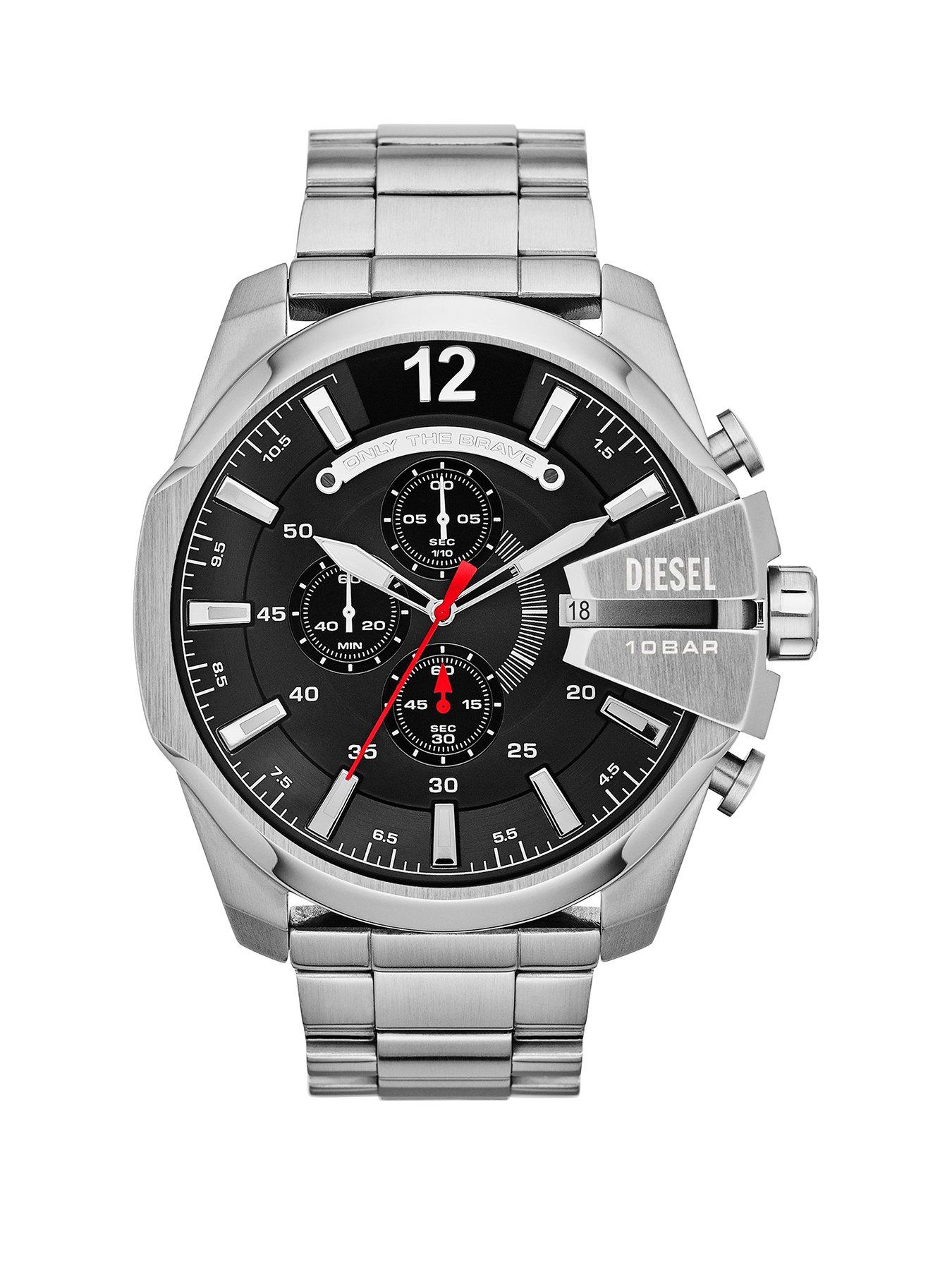 Diesel Diesel Mens Mega Chief Chronograph, Stainless Steel Watch, DZ4308