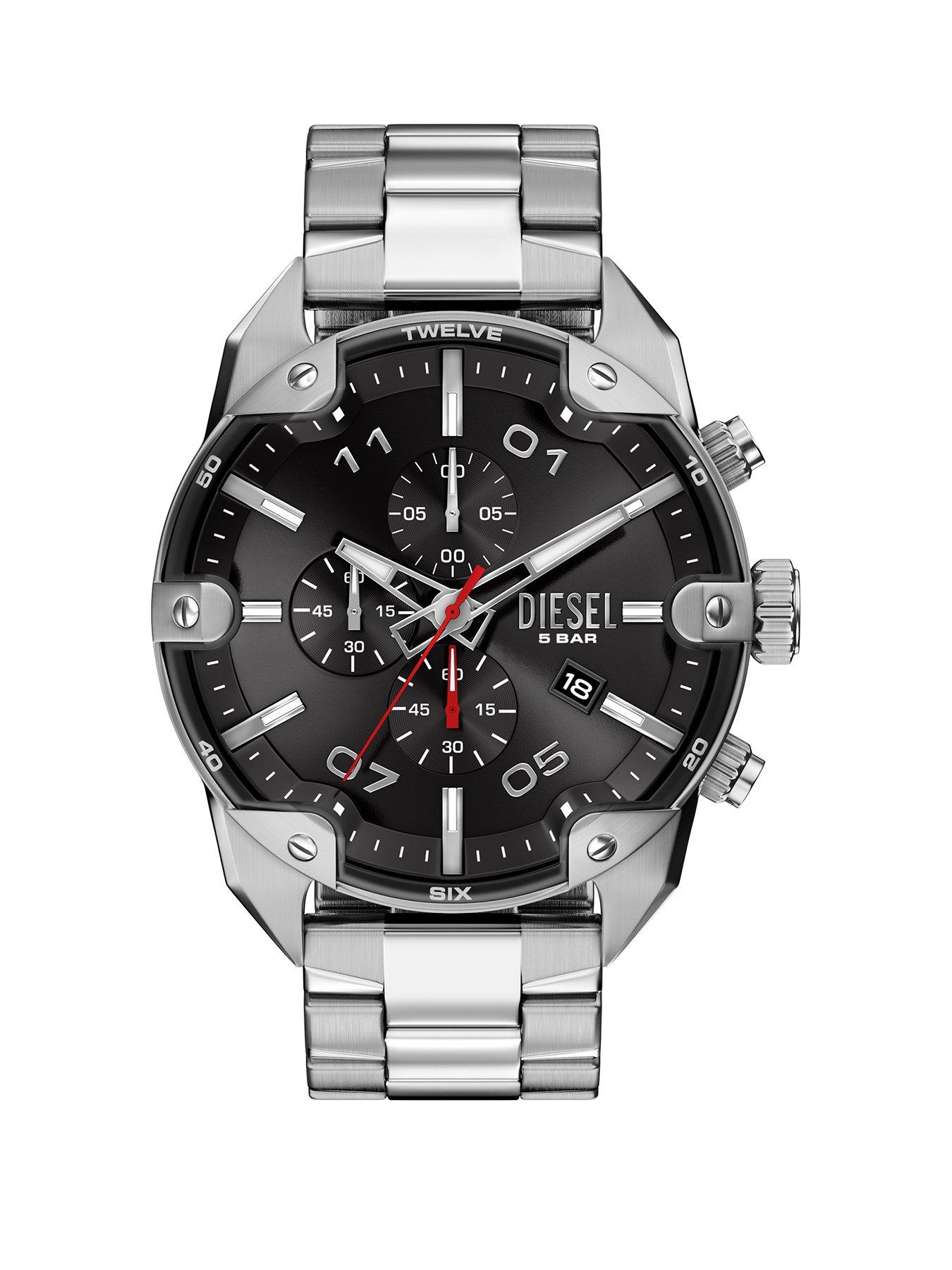 Diesel Mens Spiked Chronograph Stainless Steel Watch, DZ4709