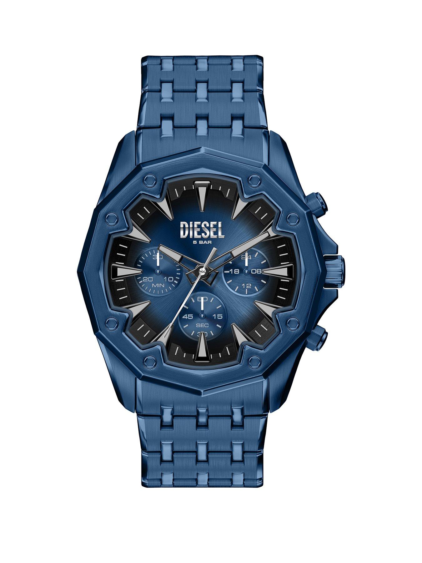 Diesel Mens Stinger Chronograph Blue Stainless Steel Watch, DZ4705