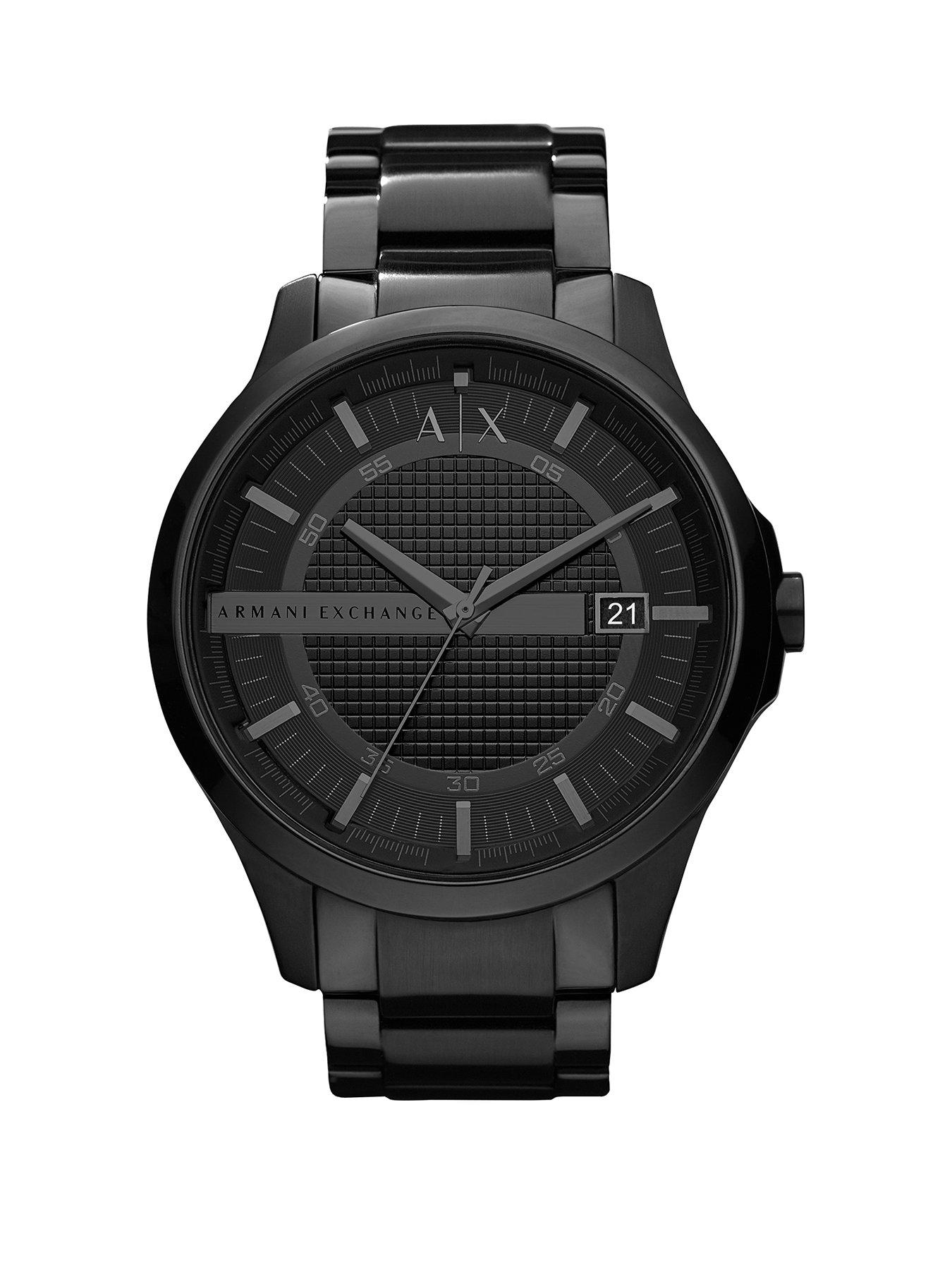 Armani Exchange Mens Three-Hand Date, Black Stainless Steel Watch, AX2104