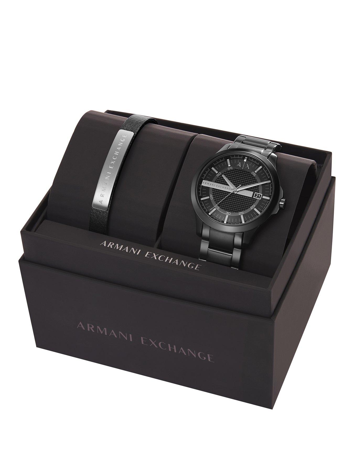 Armani Exchange Mens Three-Hand Date, Black Stainless Steel Watch, AX7101