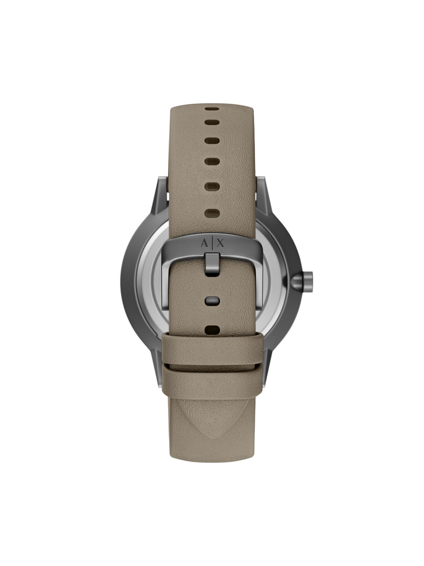 Image 2 of 7 of Armani Exchange Mens Three-Hand Grey Leather Watch, AX2766