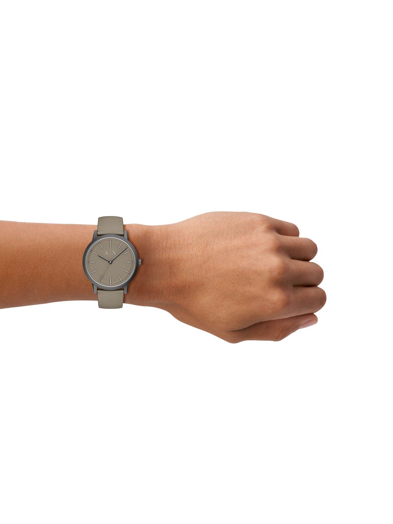Image 3 of 7 of Armani Exchange Mens Three-Hand Grey Leather Watch, AX2766