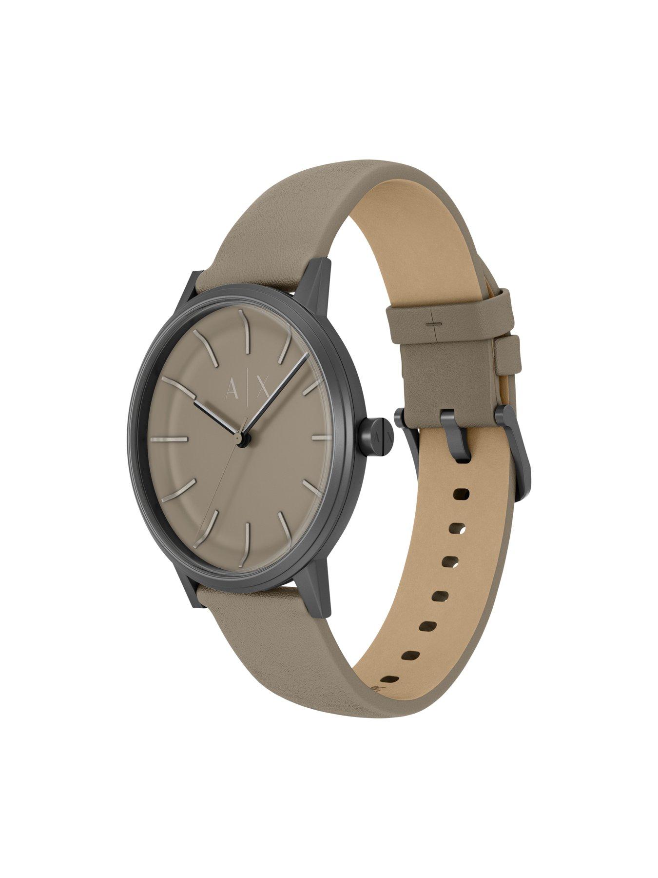 Image 6 of 7 of Armani Exchange Mens Three-Hand Grey Leather Watch, AX2766
