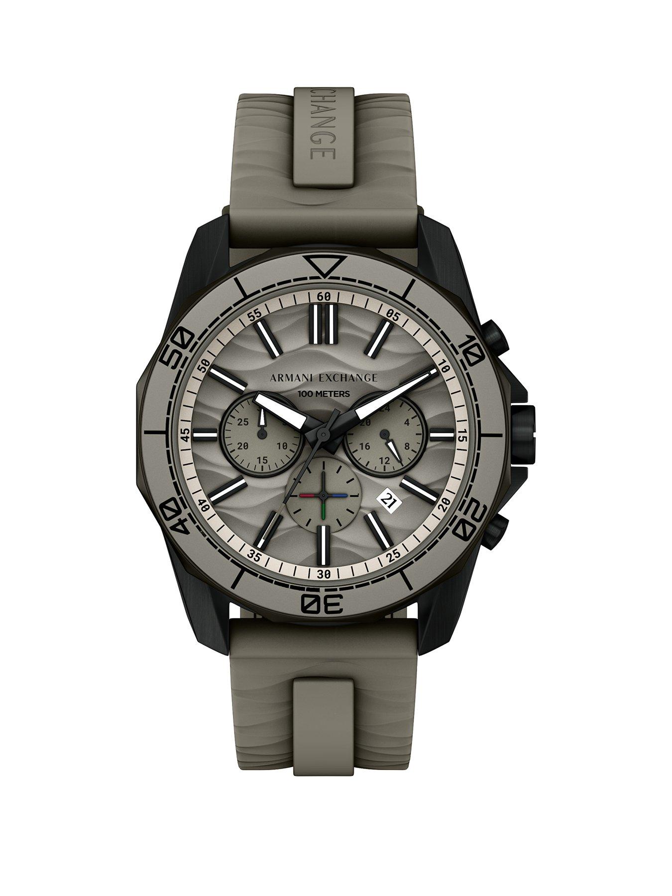 Armani Exchange Mens Chronograph Grey Silicone Watch, AX1971