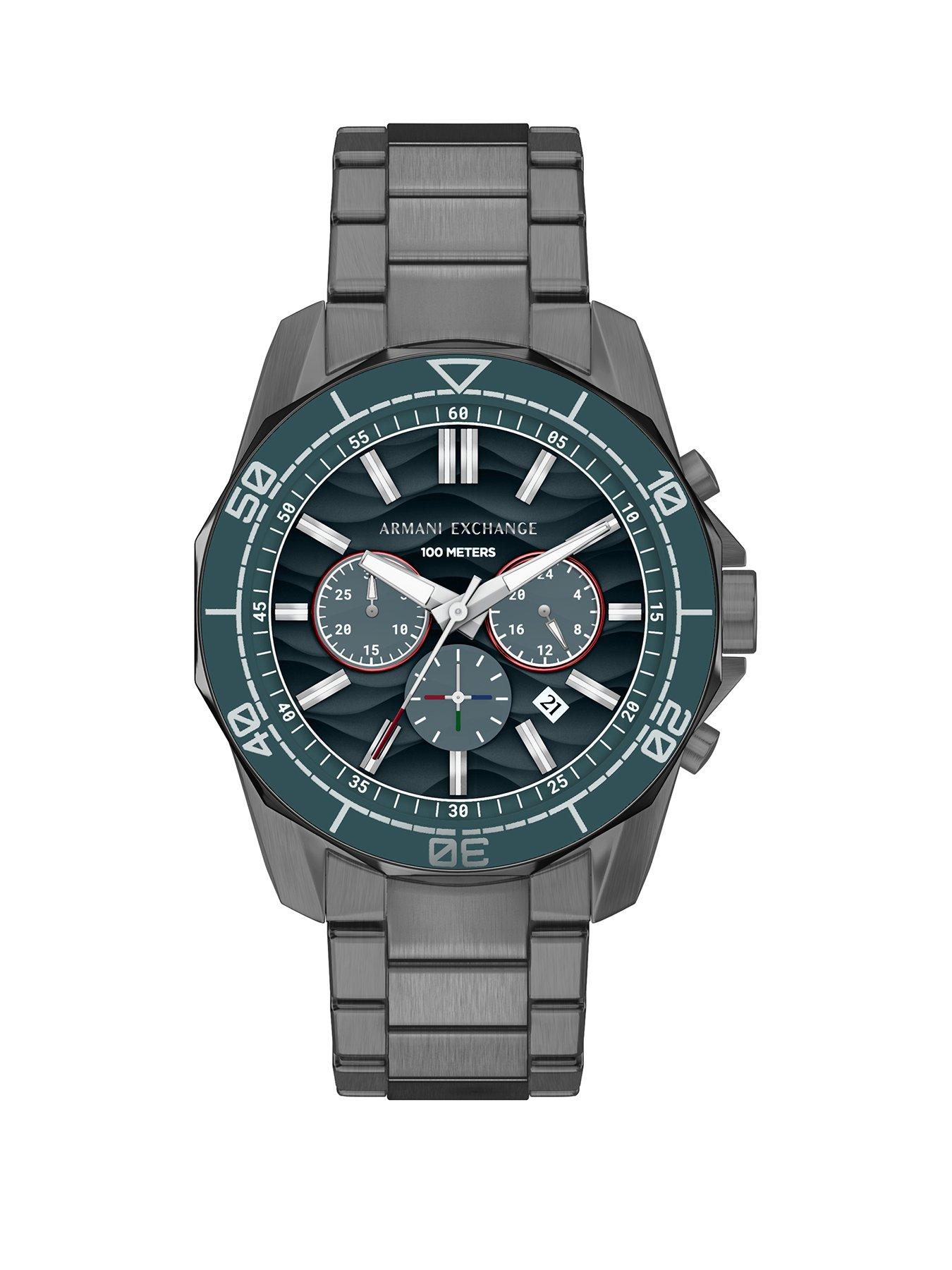 Armani Exchange Mens Chronograph Gunmetal Stainless Steel Watch, AX1972
