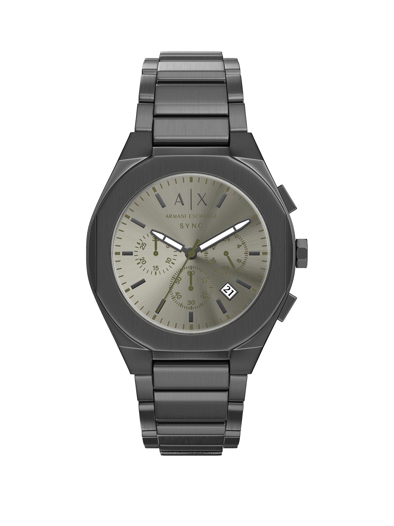 Armani Exchange Mens Sync Chronograph Gunmetal Stainless Steel Watch, AX4296