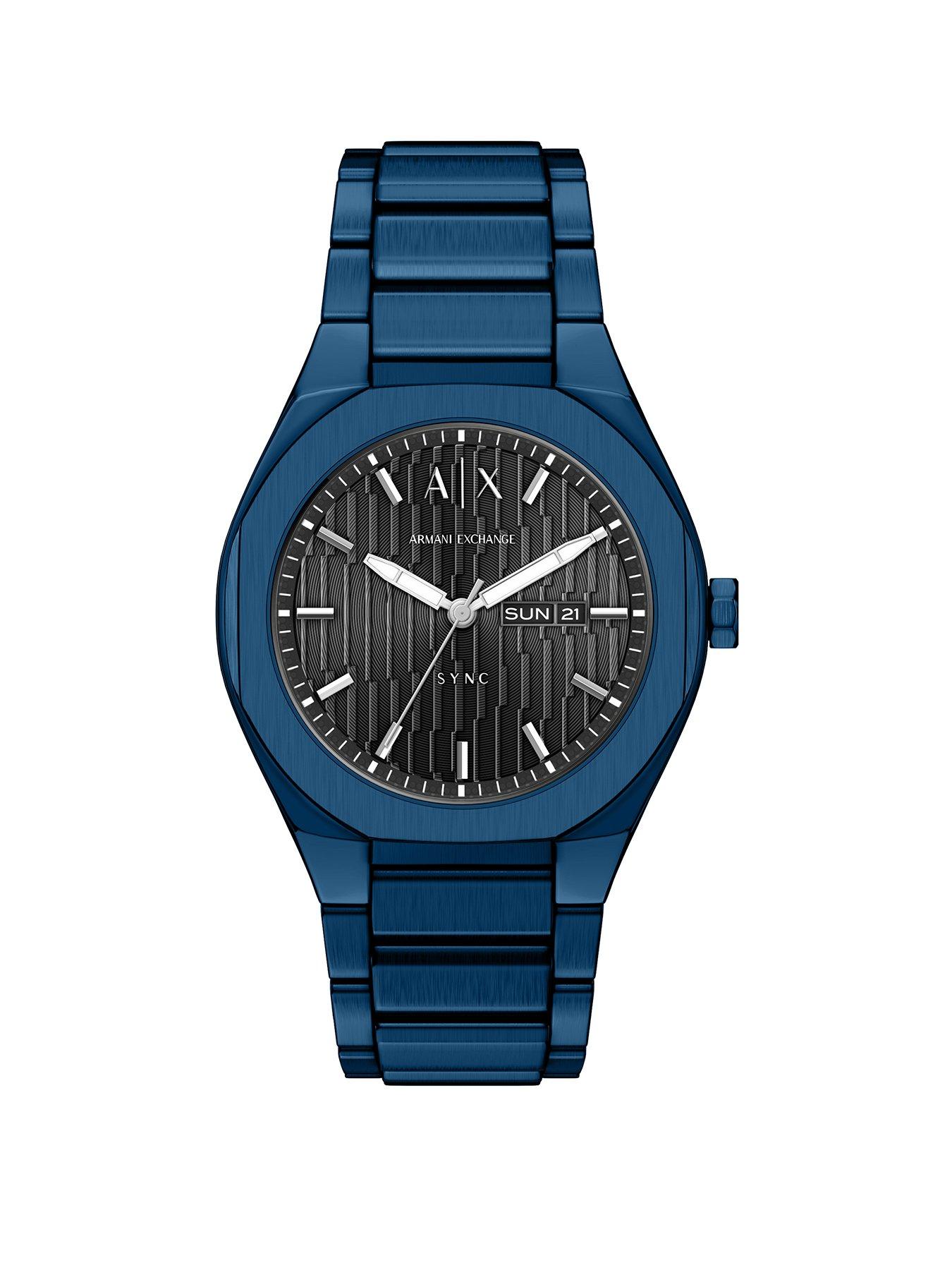 Armani Exchange Mens Sync Blue Stainless Steel Watch, AX4299