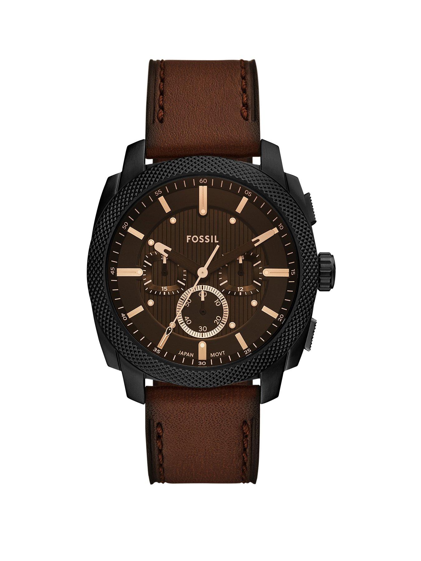 Fossil Mens Machine Chronograph, Black Stainless Steel Watch, FS6101